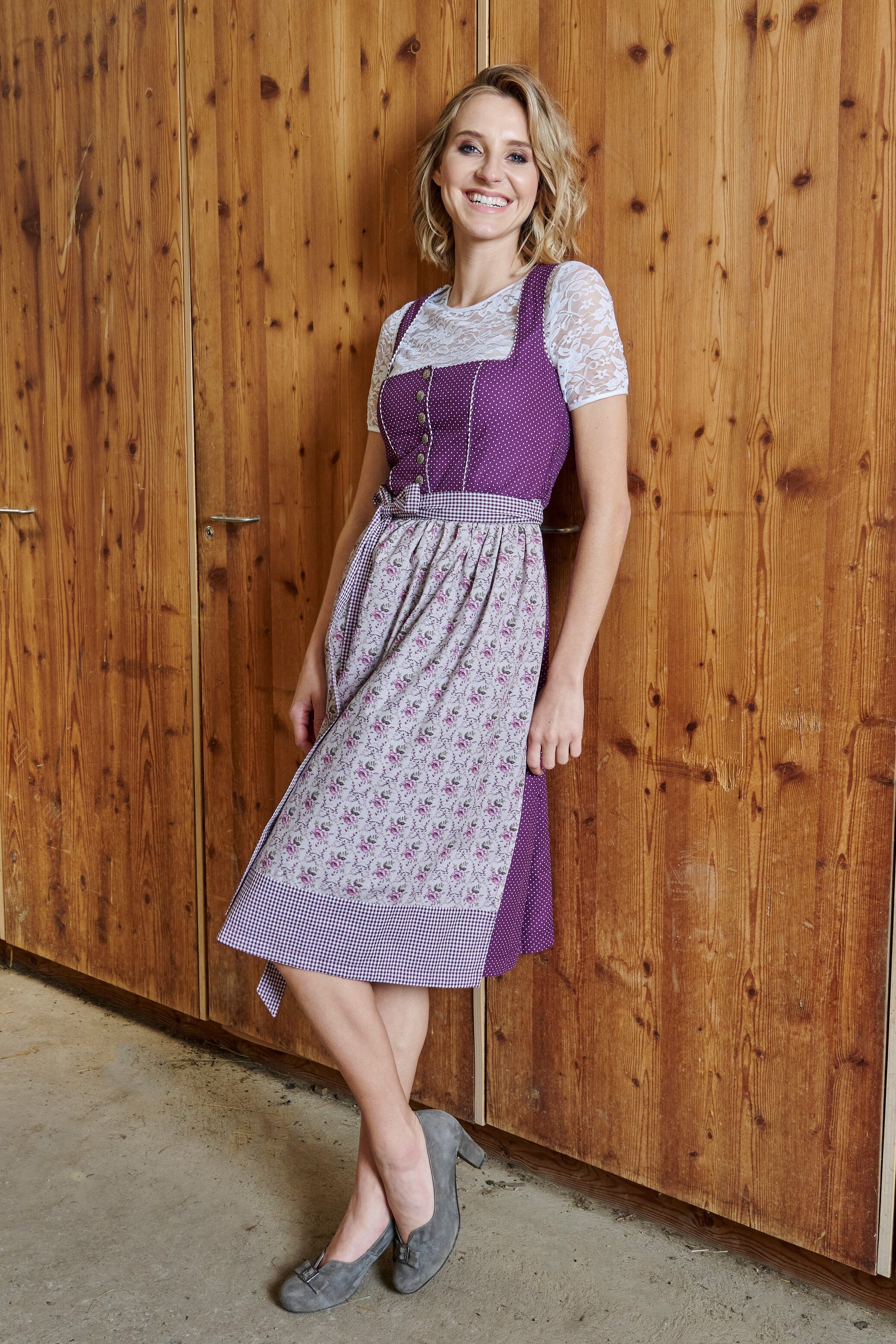 Naber Collection Dirndl, (2 tlg.), Damen, midi mit seitlichem Stretcheinsatz