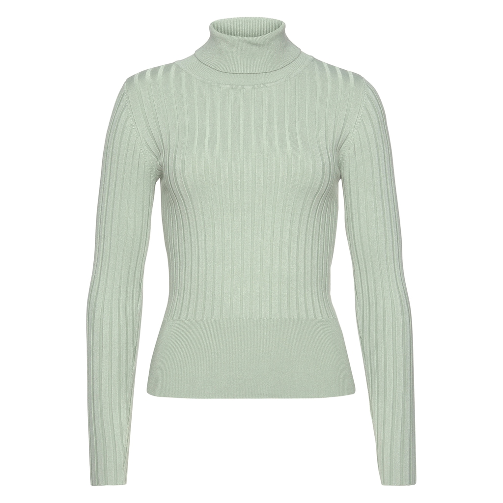 LASCANA Rollkragenpullover, aus weichem Rippstrick, figurbetonter Strickpullover