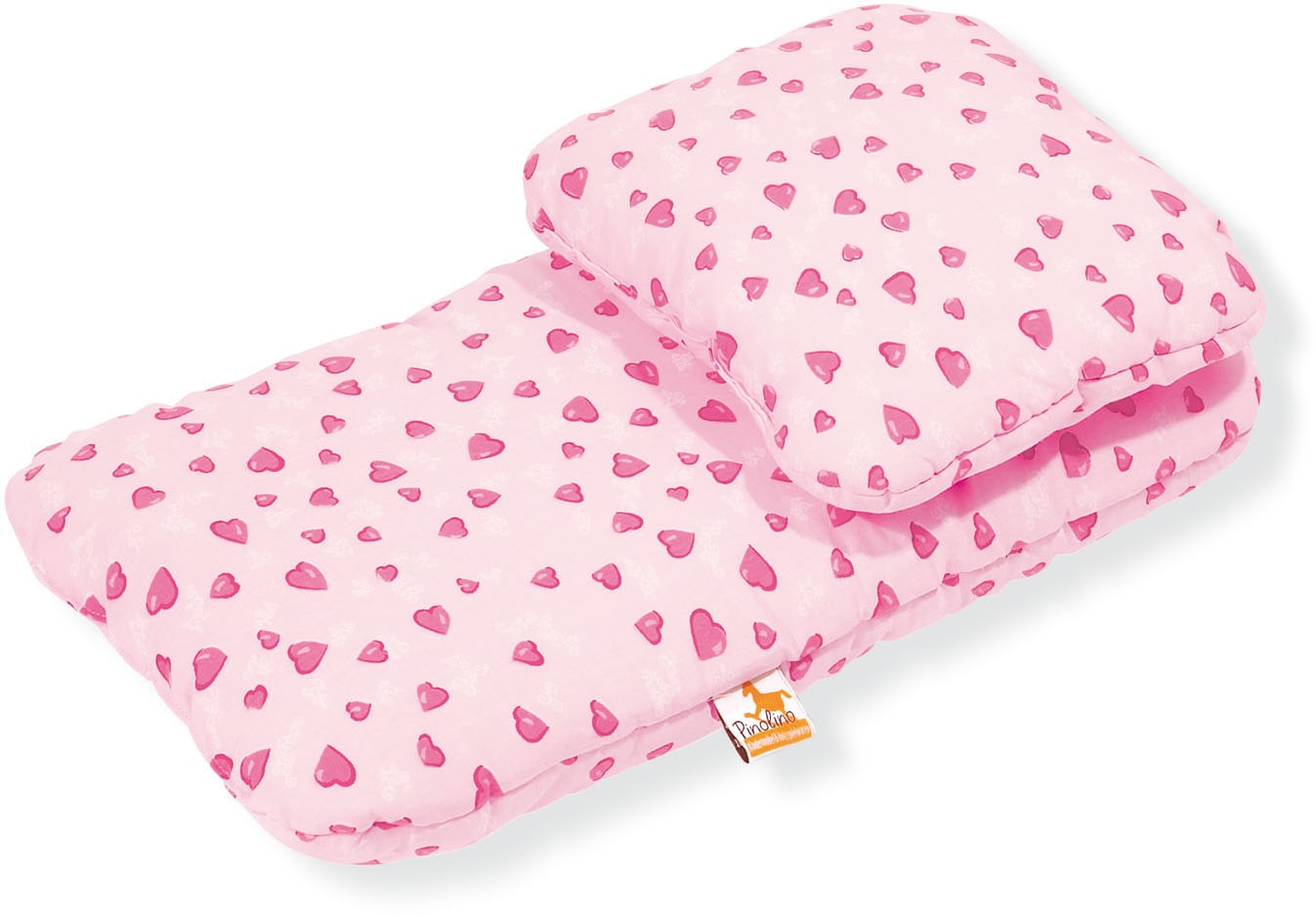 Pinolino® Puppen Bettwäsche »Herzchen, rosa«, (Set, 2 tlg.), Made in Europe