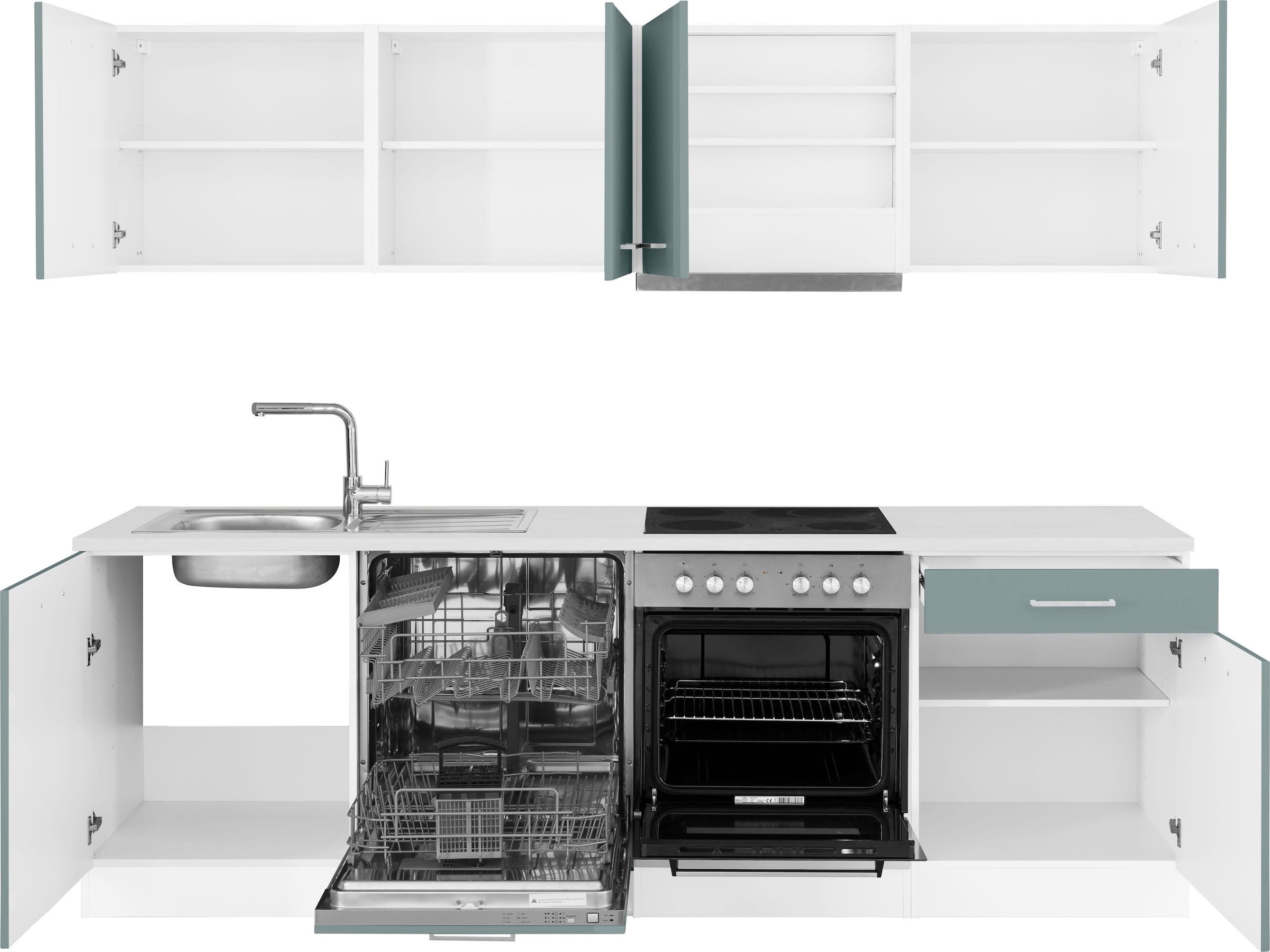 HELD MÖBEL Küchenzeile »Visby«, mit E-Geräten, Breite 240 cm inkl. Geschirrspülmaschine