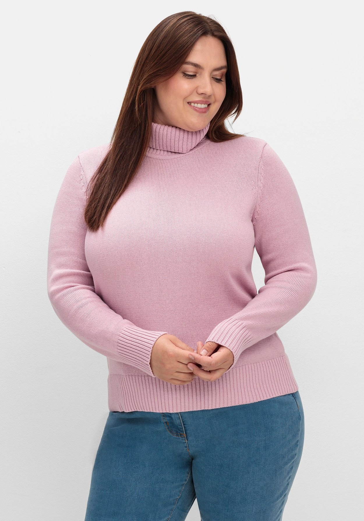 Rollkragenpullover »Rollkragenpullover aus Baumwoll-Mix, mit Rippbündchen«, aus...