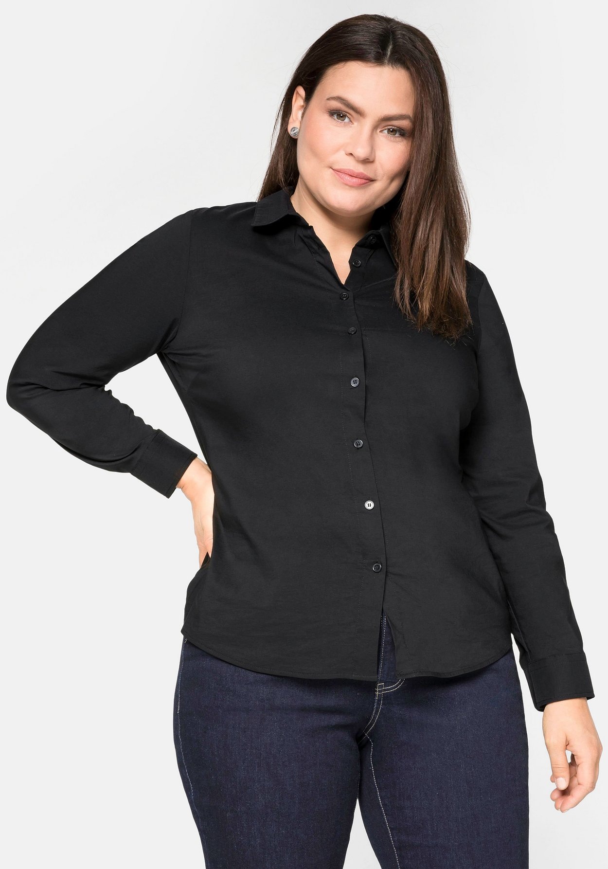 Sheego Hemdbluse »Bluse mit Stretch-Anteil«, mit Stretch-Anteil