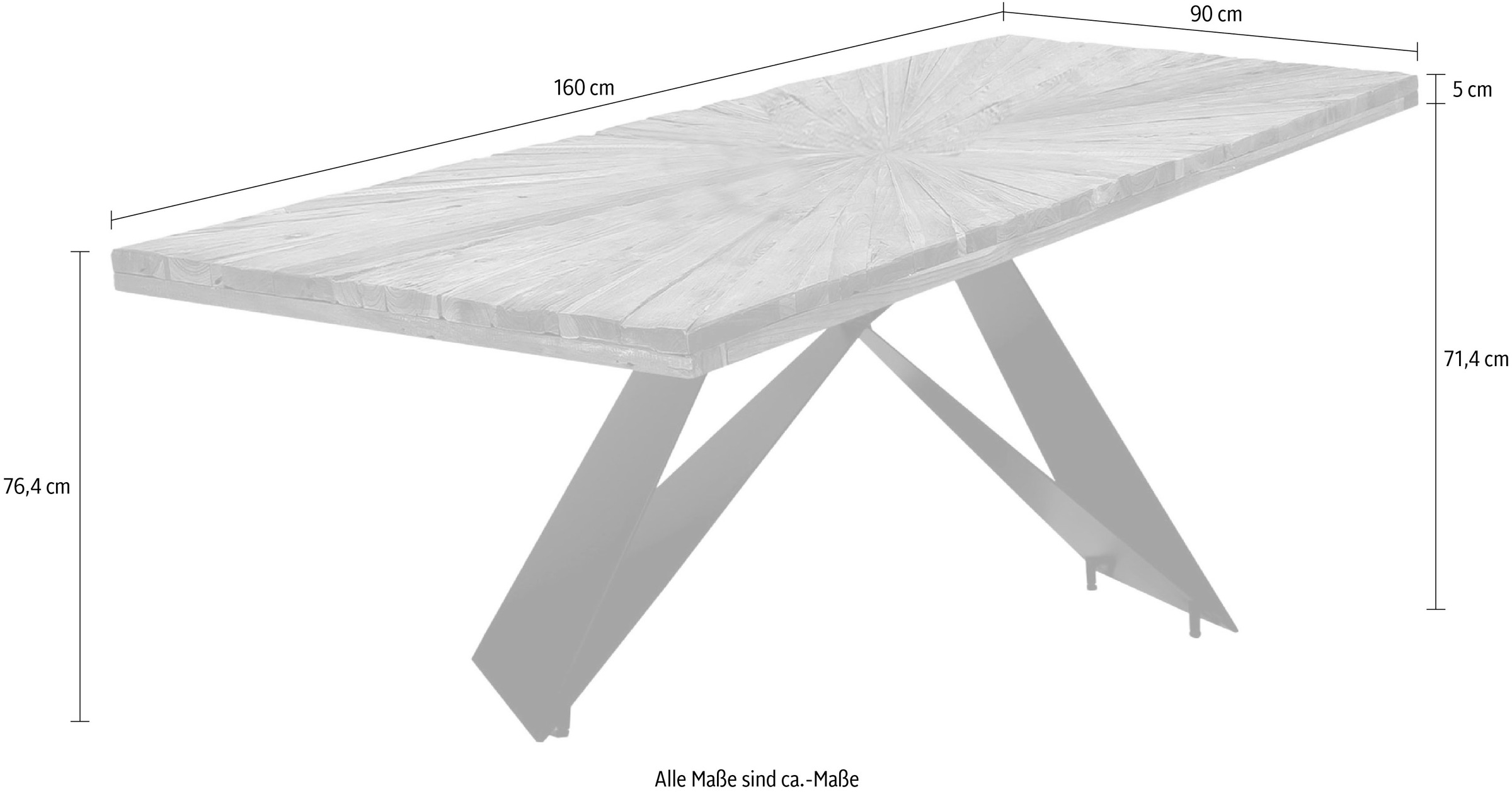 SIT Esstisch 1 Stk. tlg. Plattenstärke 5 cm massiv