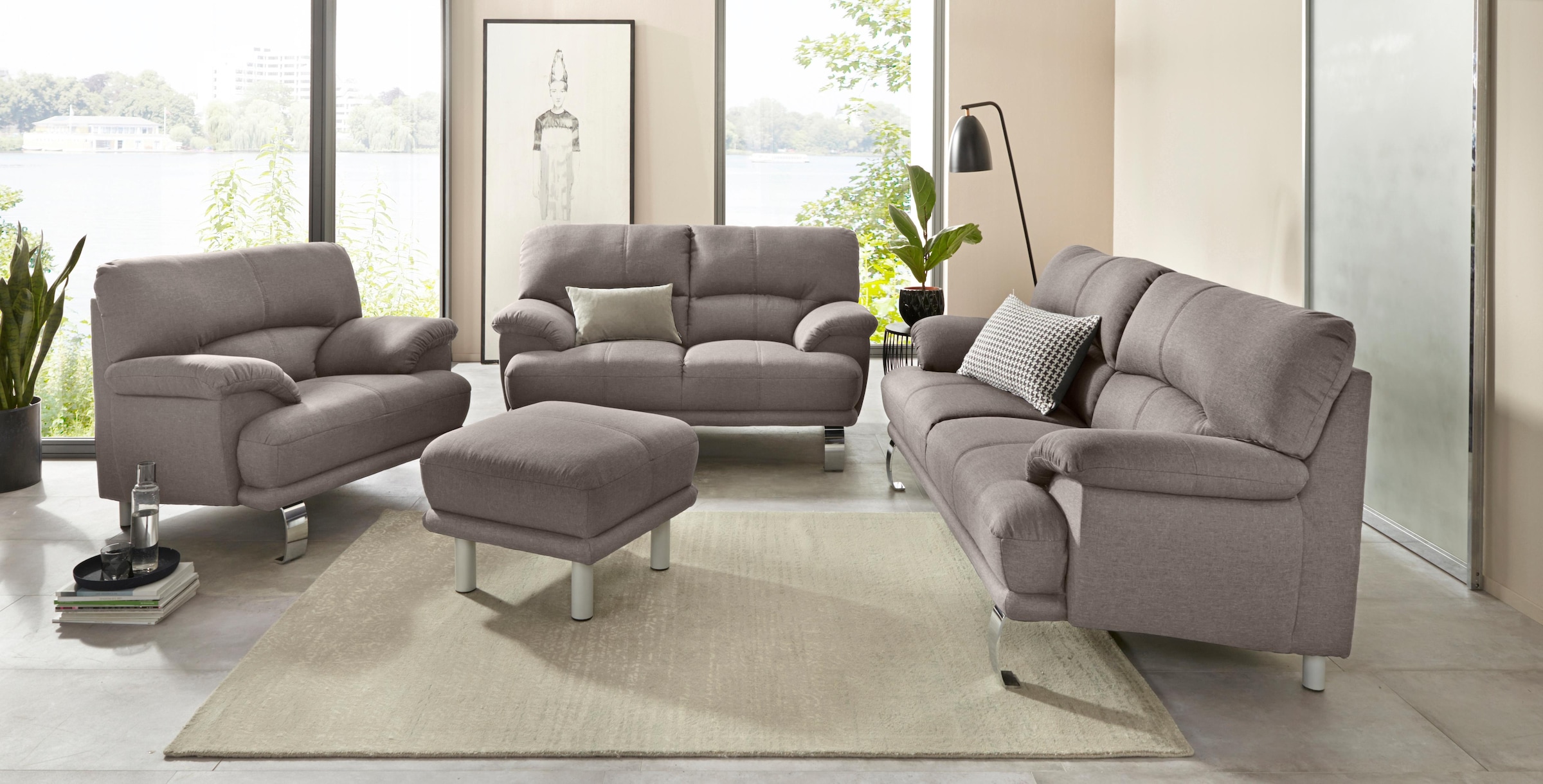 TRENDMANUFAKTUR Hocker »Cecilia II, modern und elegant, B/T 66/66cm«