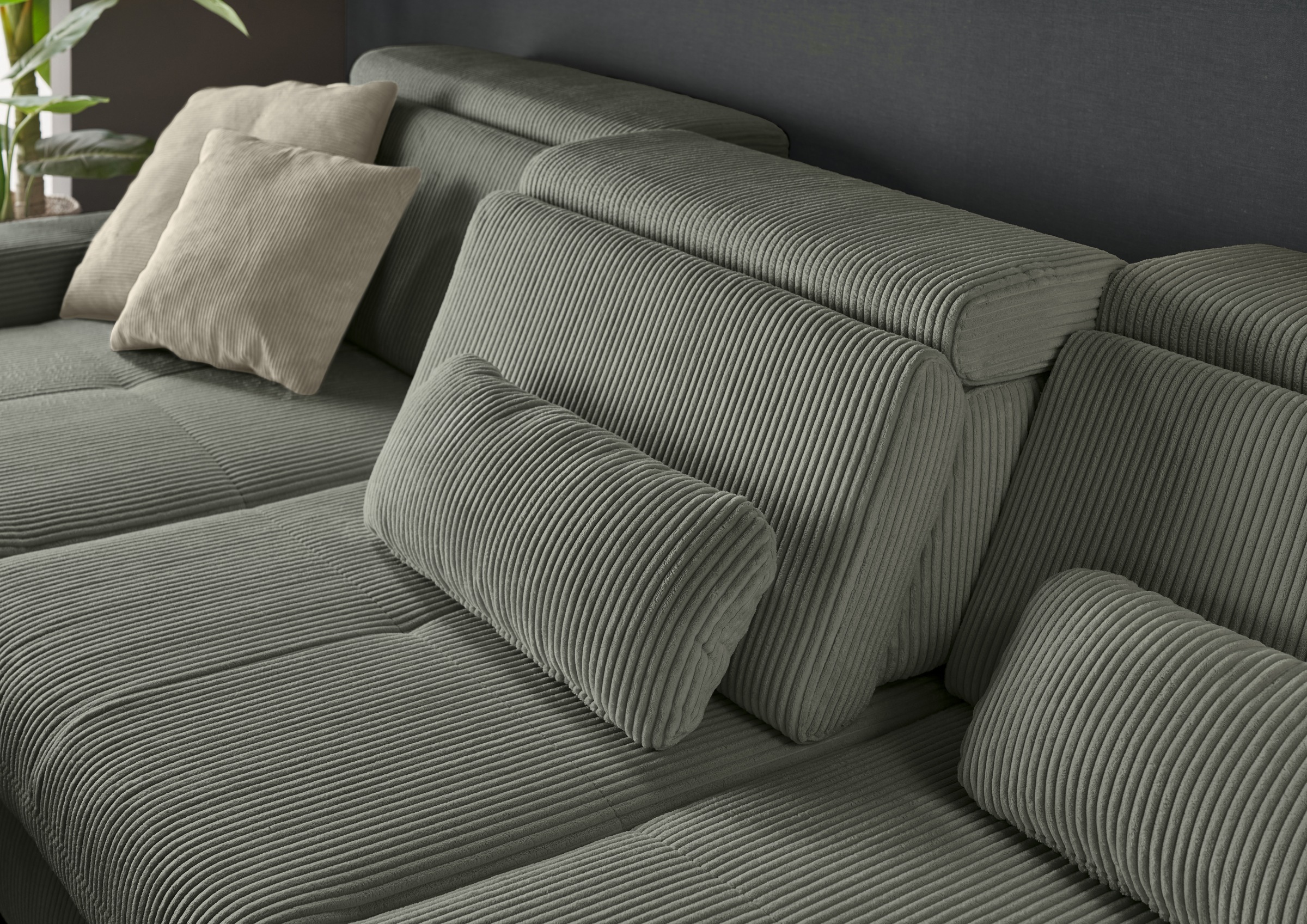 set one by Musterring Ecksofa »SO 3400, Cord, Sitzhöhe 47cm oder 49cm, inkl. Sitztiefenverstellung«, mit Canape und verschiedenen Funktionen, Kaltschaum, B307 x T195 cm