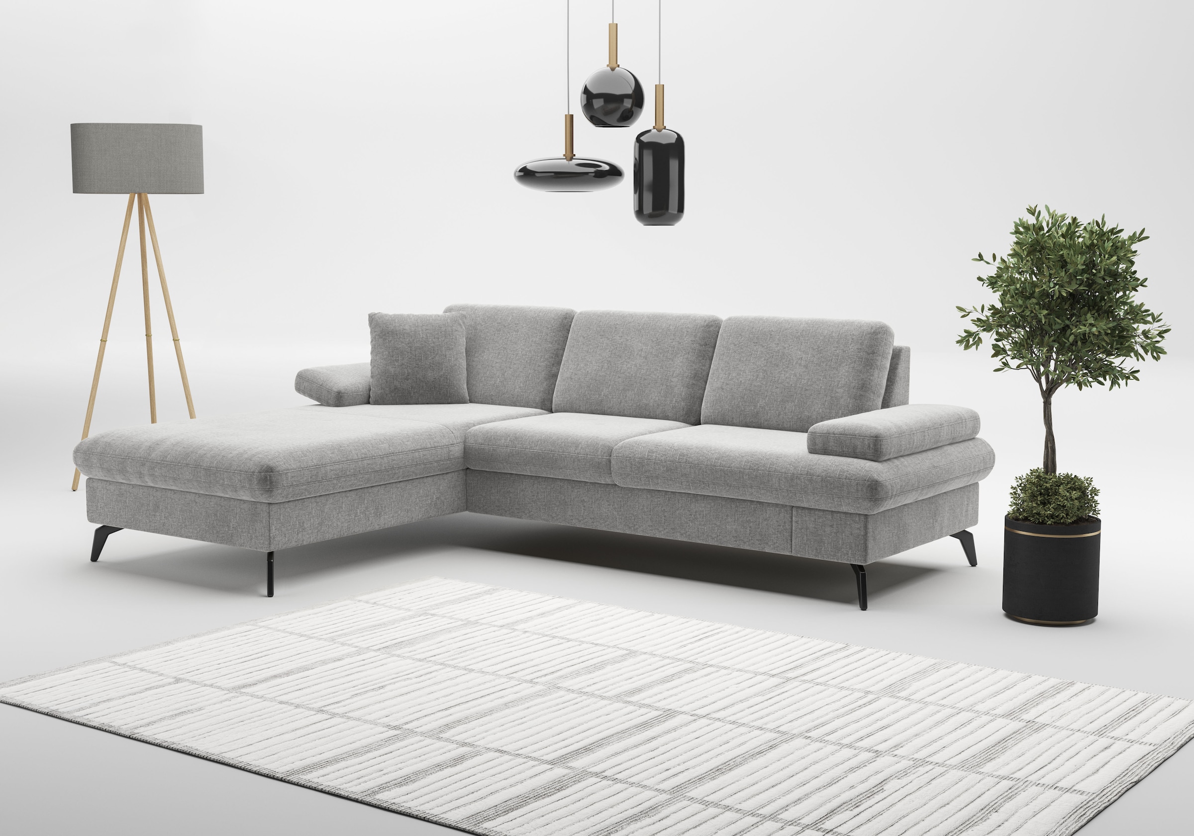 sit&more Ecksofa »Morris Jubi L-Form, B: 247 cm«, mit Armteilfunktion & 1 Zierkissen, optional Bettfunktion
