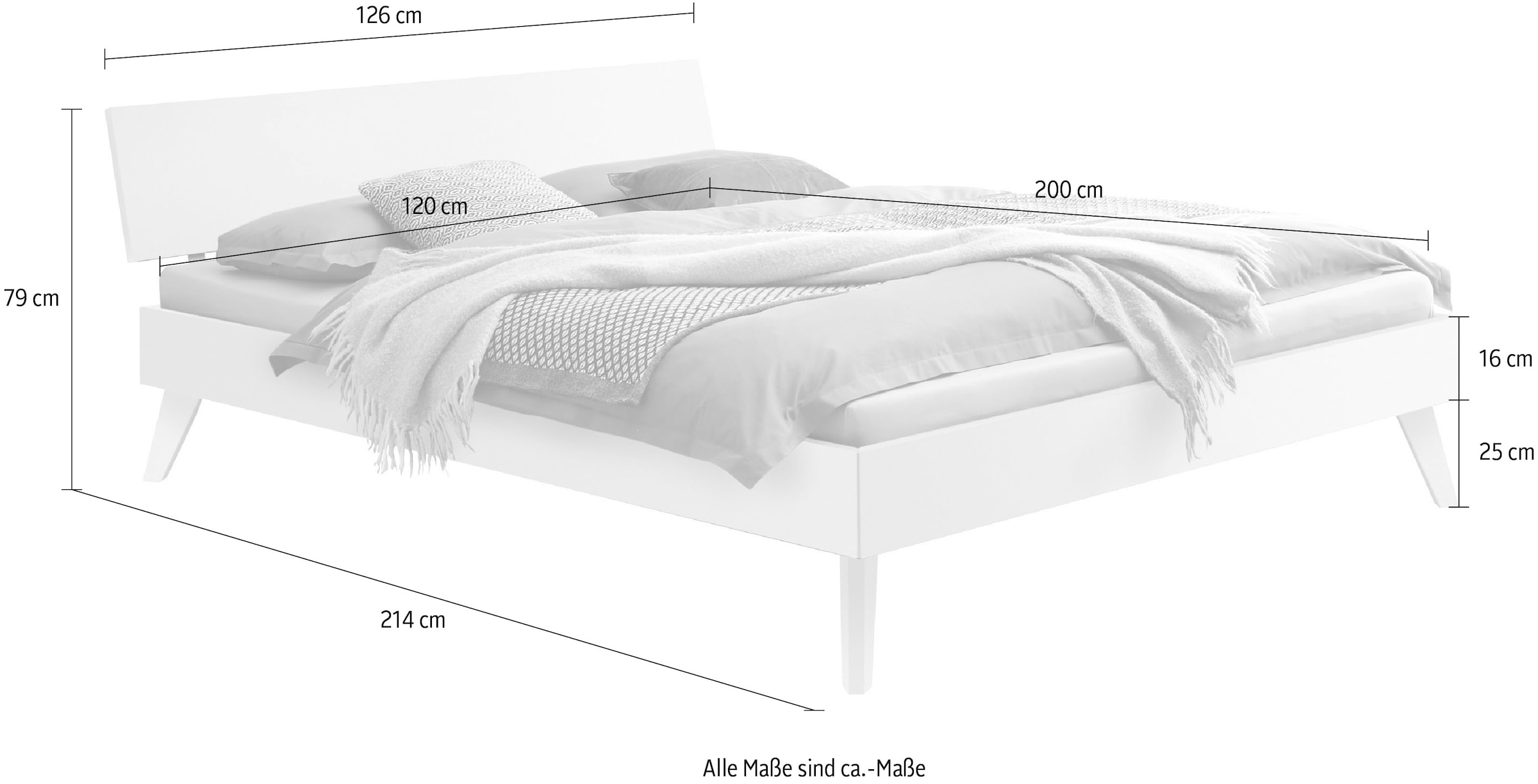 HASENA Massivholzbett »Ancona«, Fußhöhe 25 cm