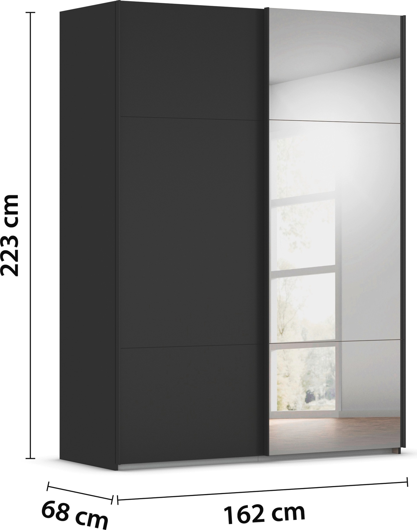 rauch Schwebetürenschrank »Kleiderschrank Schrank Garderobe Schlafzimmerschrank CONTIDO« 3 verschiedene Ausstattungen BASIC/CLASSIC/PREMIUM (inkl. SOFT-CLOSE),  aus hochwertigem Material in 6 Breiten 2 Griff-Farben MADE IN GERMANY