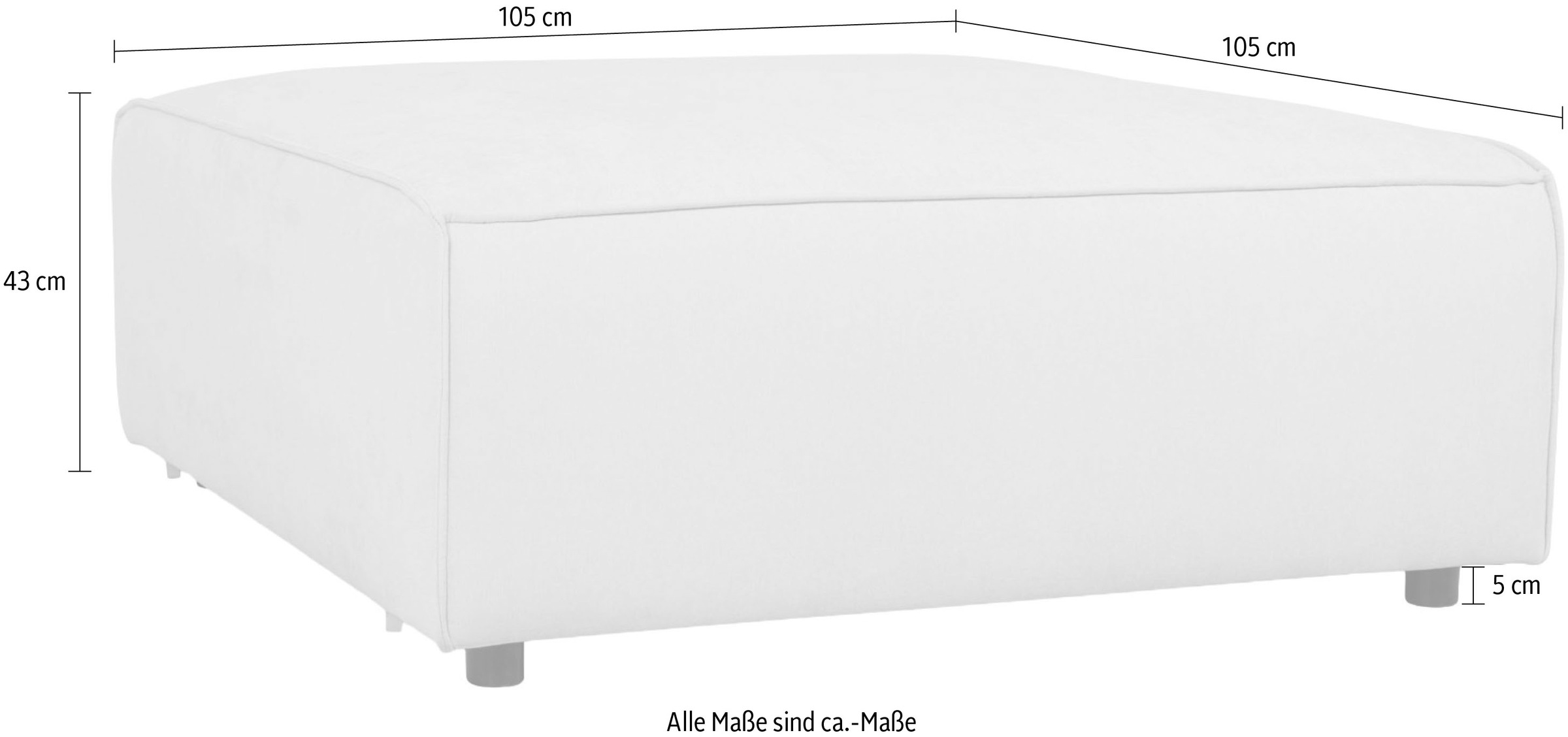 OTTO home Polsterhocker »Jorrena, extra weicher Chenille-Stoff« Praktische Ergänzung, 105x105 cm, mit Wellenunterfederung