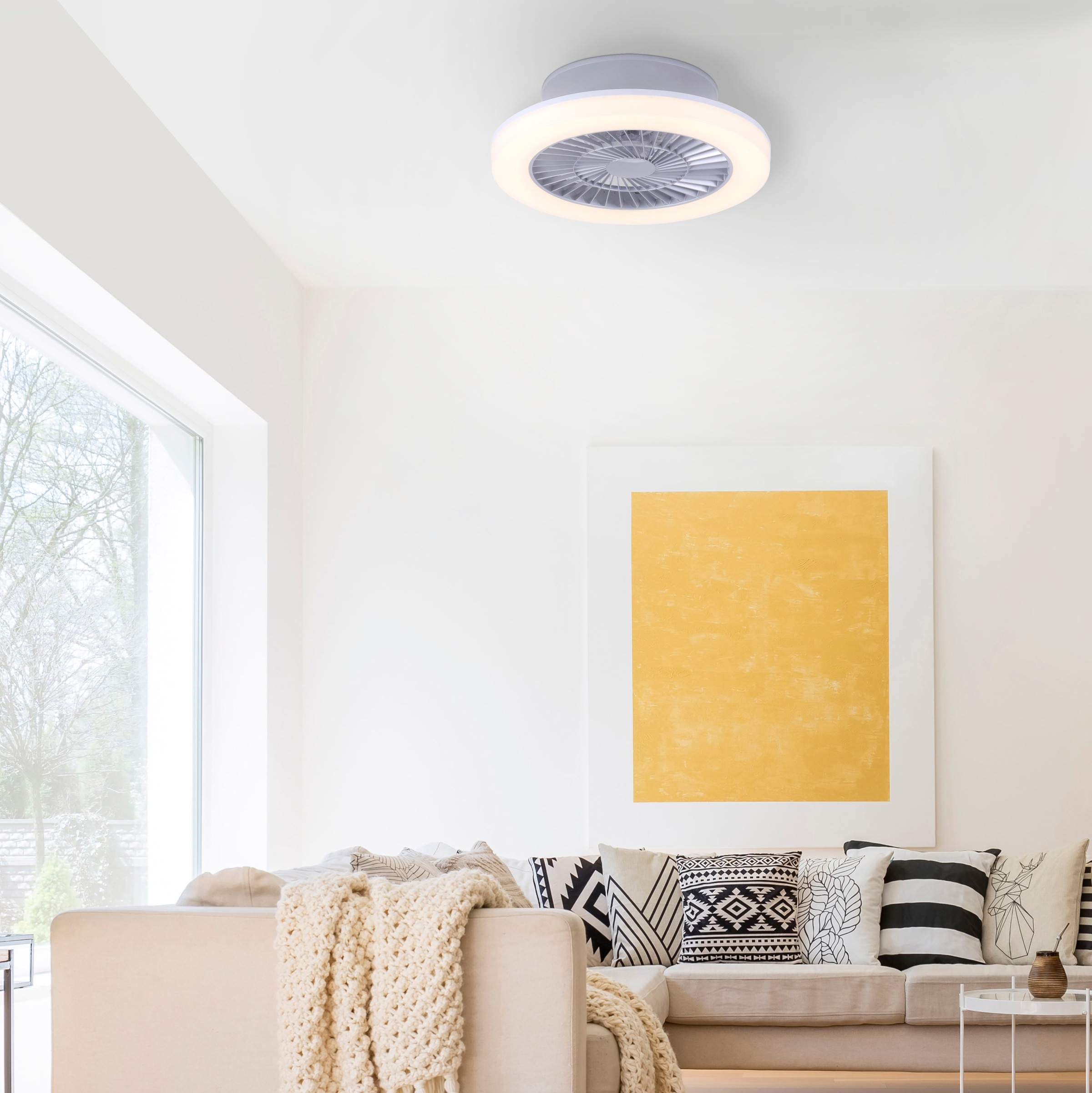 JUST LIGHT LED Deckenleuchte »LEONARD Deckenventilator«, 1 flammig, Leuchtmittel LED-Board | LED fest integriert, Deckenlampe, Ventilator, Serienschalter