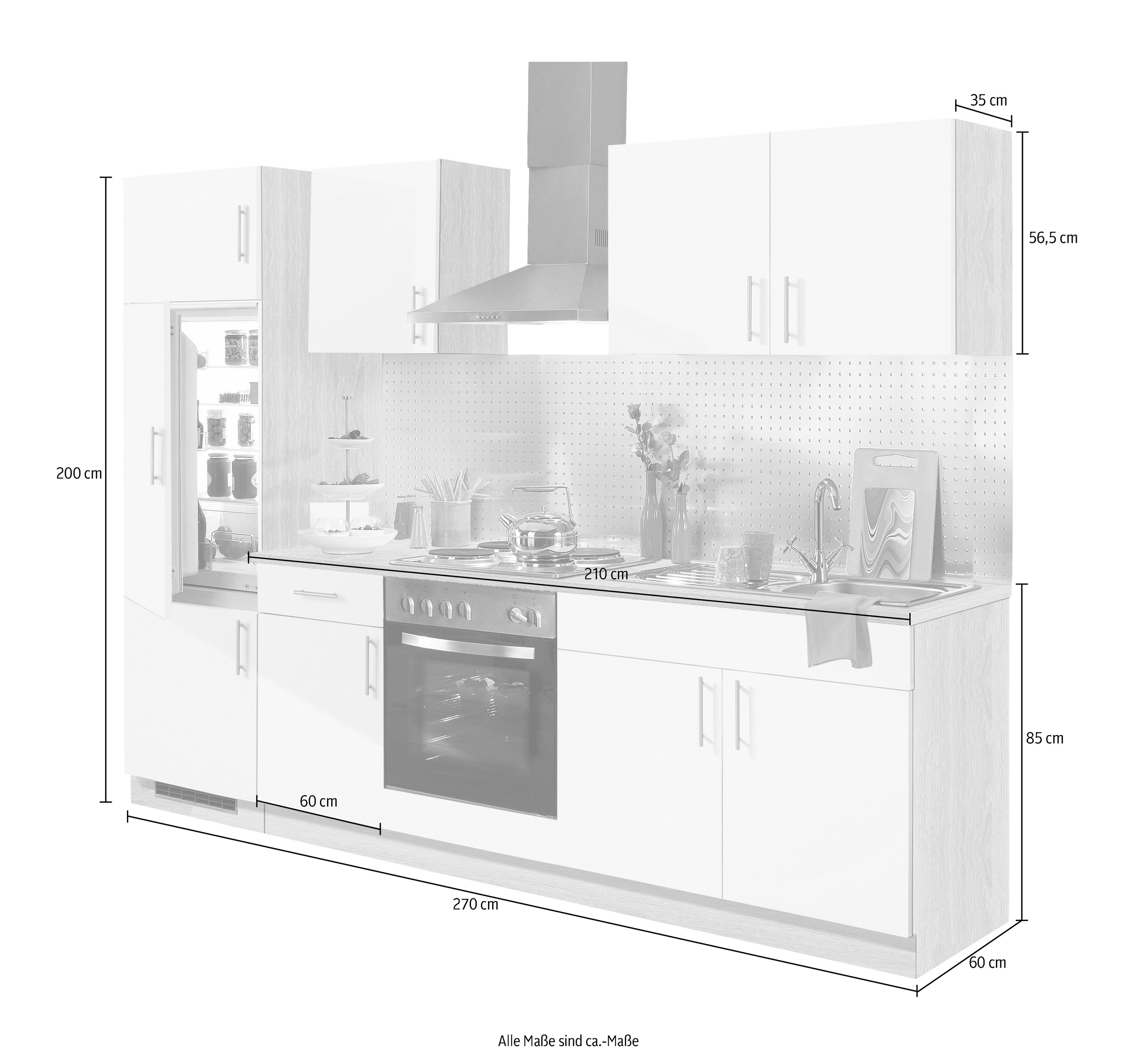 wiho Küchen mit E-Geräten, OTTO cm bestellen Online 270 Breite im Küchenzeile Shop »Kiel«