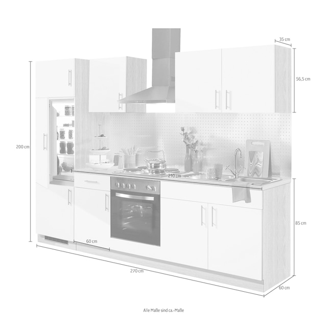 Küchen OTTO mit Shop bestellen cm 270 im Küchenzeile Breite wiho »Kiel«, Online E-Geräten,