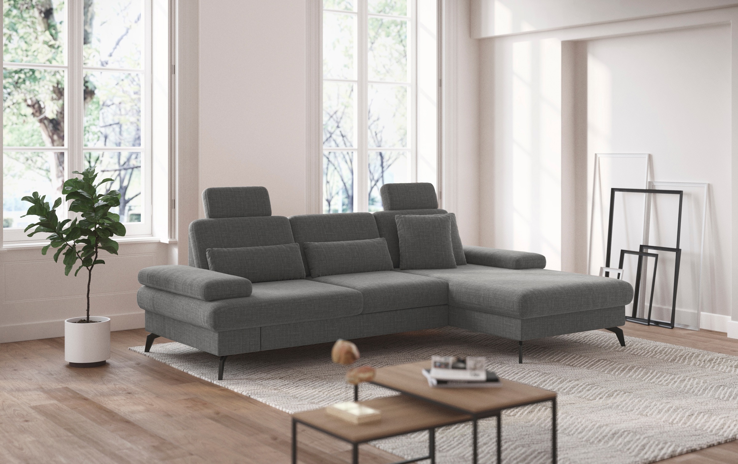 sit&more Ecksofa »Morris L-Form, inkl. Sitztiefenverstellung«, wahlweise mit Armteilverstellung, Bettfunktion & Bettkasten