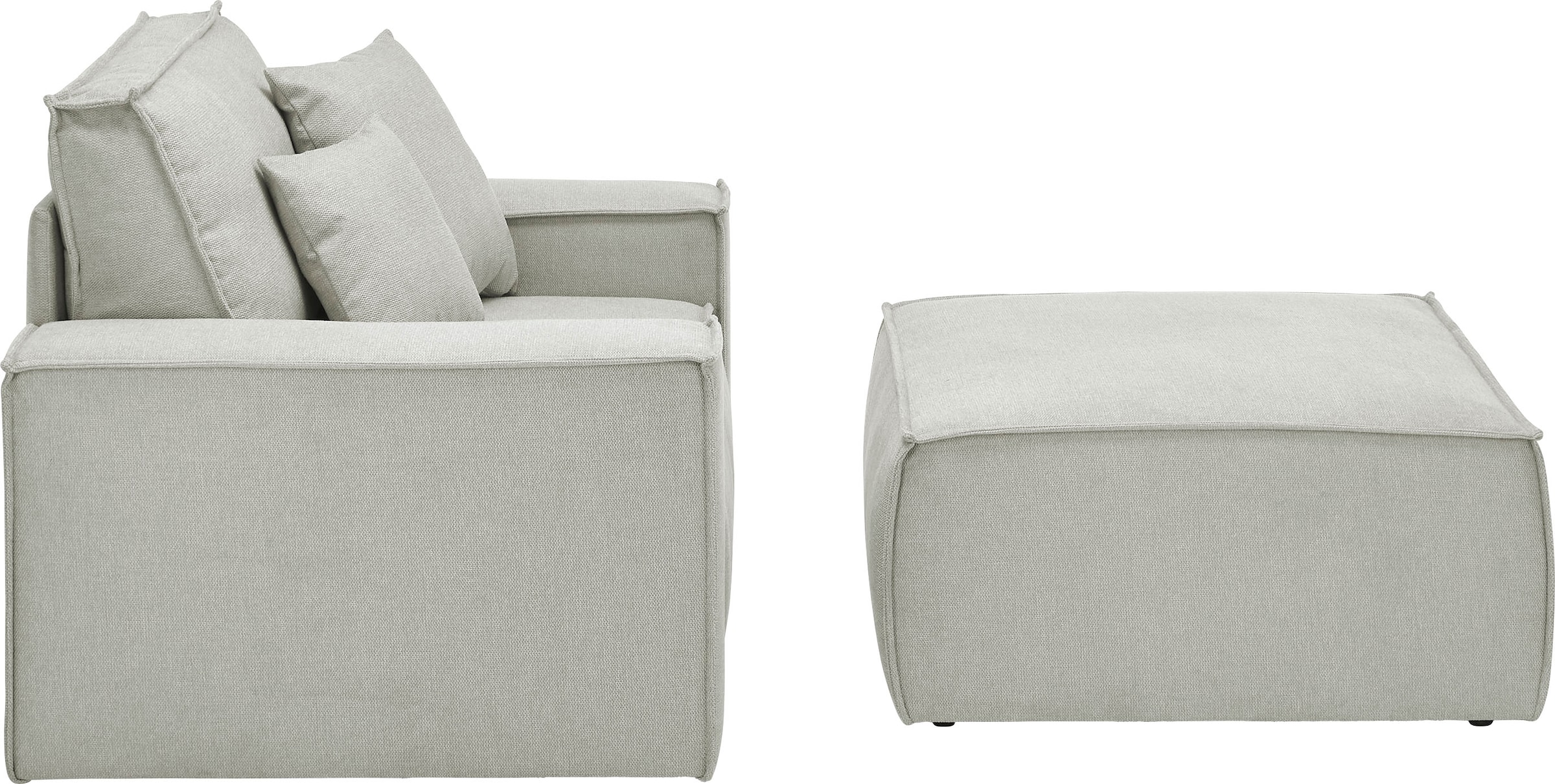 OTTO home Loveseat »FINNLEY Struktur fein, Loveseat & Hocker im Set« 2 Stk. tlg. verfügbar in den Stoffqualitäten Bouclé, Struktur fein und Mega Cord