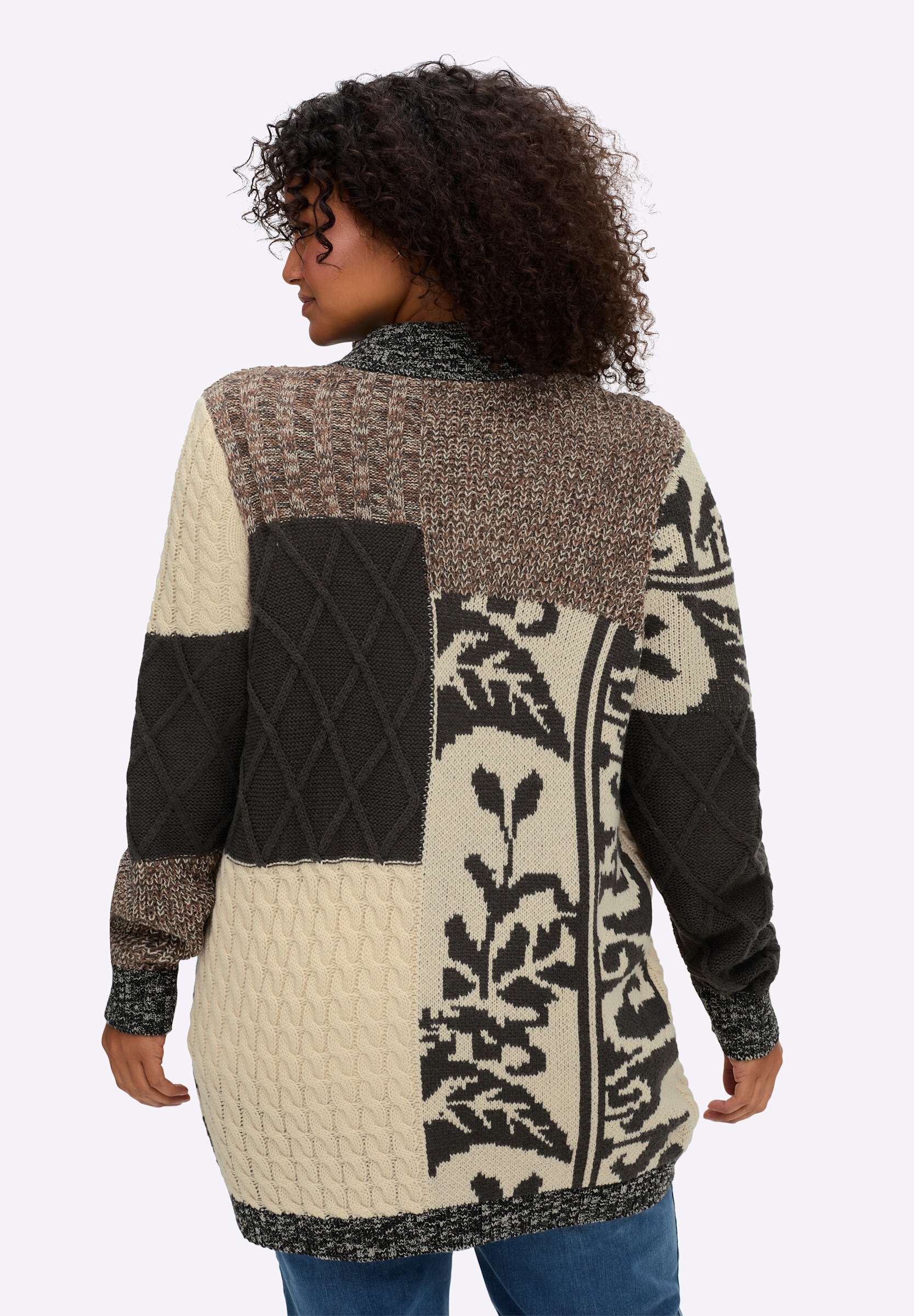 sheego by Joe Browns Strickjacke »Strickjacke Strickjacke im rustikalen Patchwork-Stil«