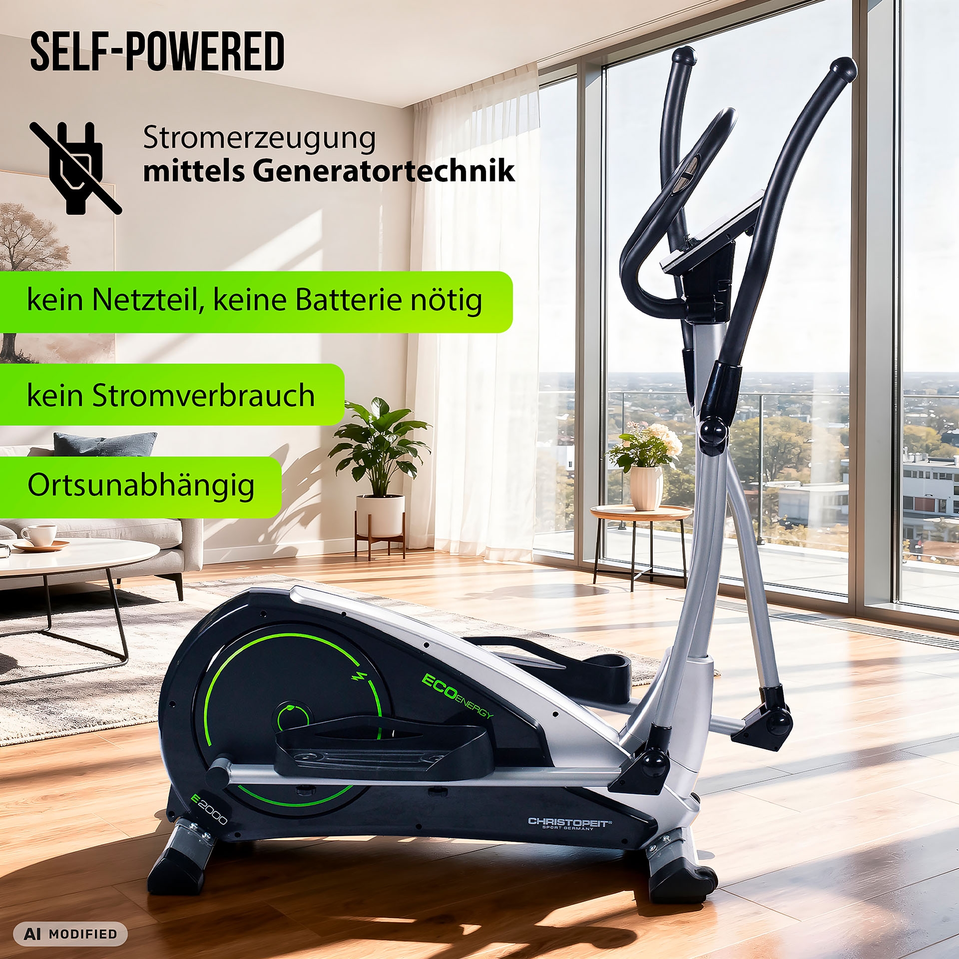Christopeit Sport® Crosstrainer-Ergometer »Eco 2000"« 150 kg max. Benutzergewicht, 24 Widerstandsstufen