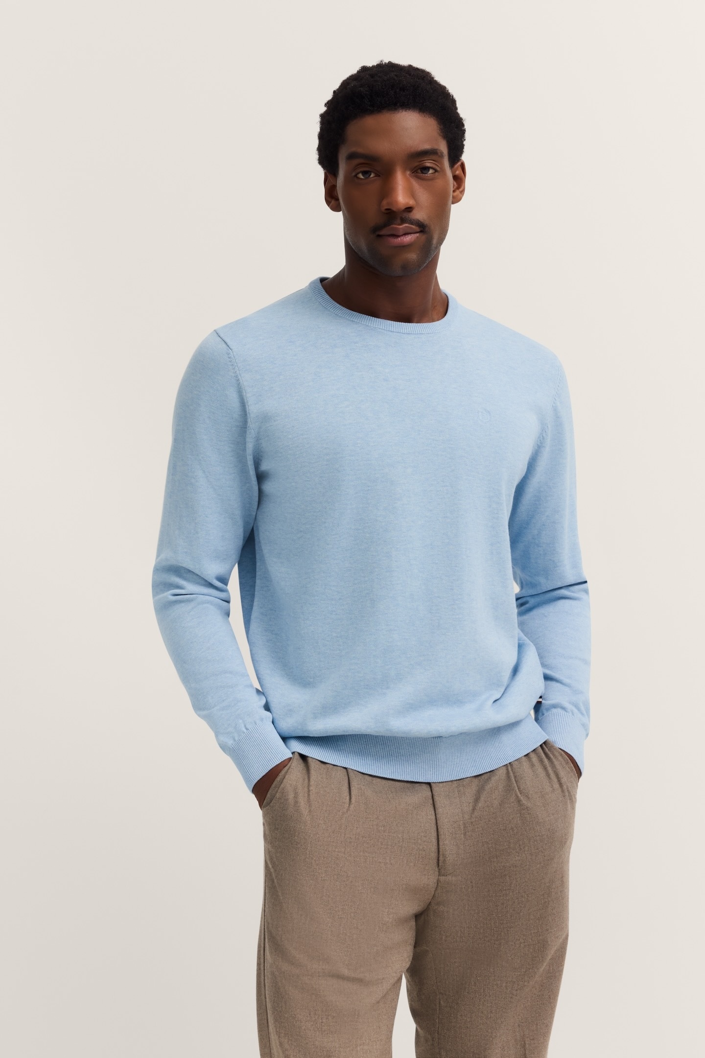 bugatti Rundhalspullover »Basic Essential« aus reiner Baumwolle