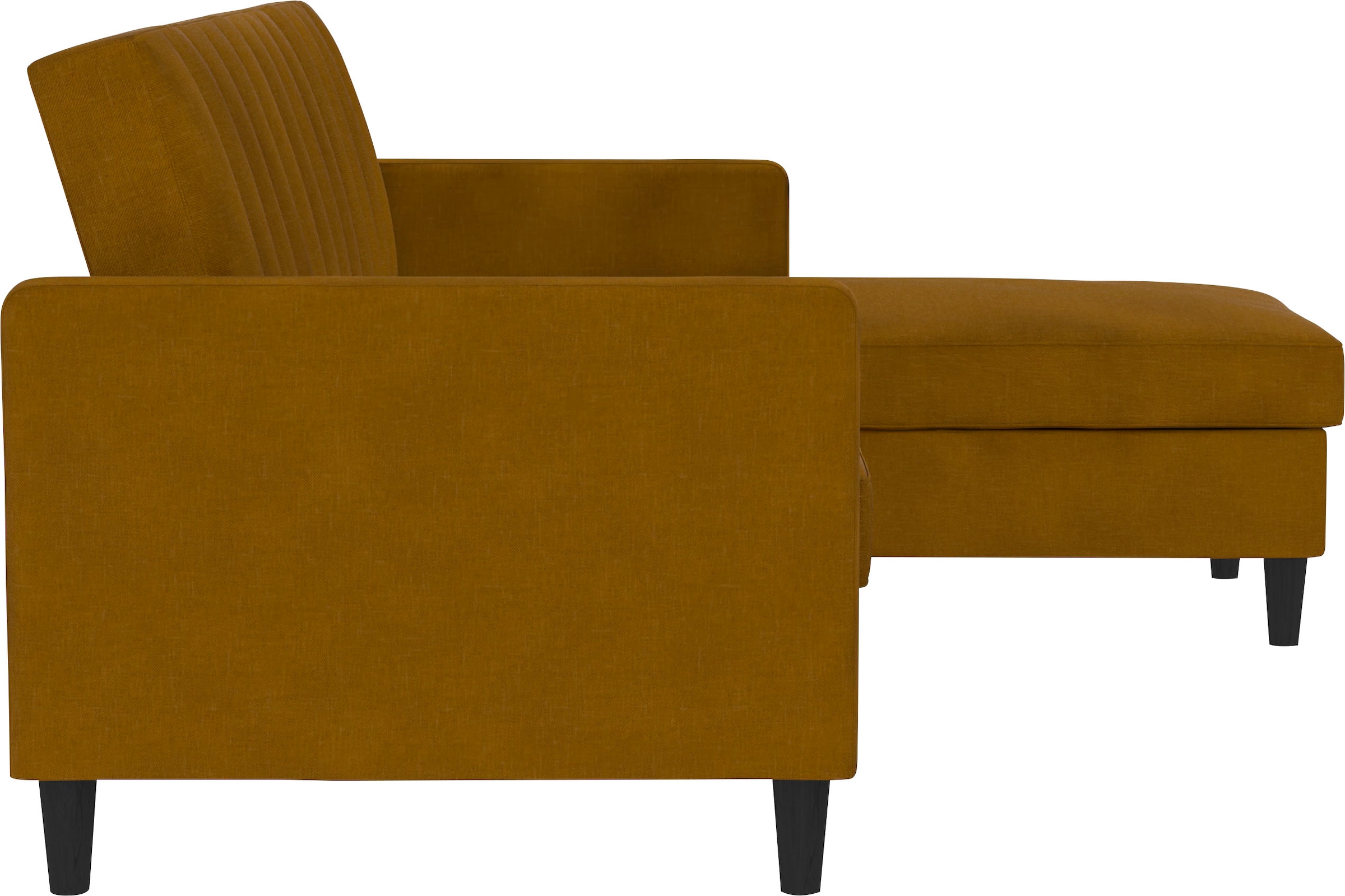 Dorel Home Ecksofa mit Schlafffunktion, Recamiere mit Stauraum beidseitig montierbar, Rückenlehne 2-teilig und 3-fach verstellbar