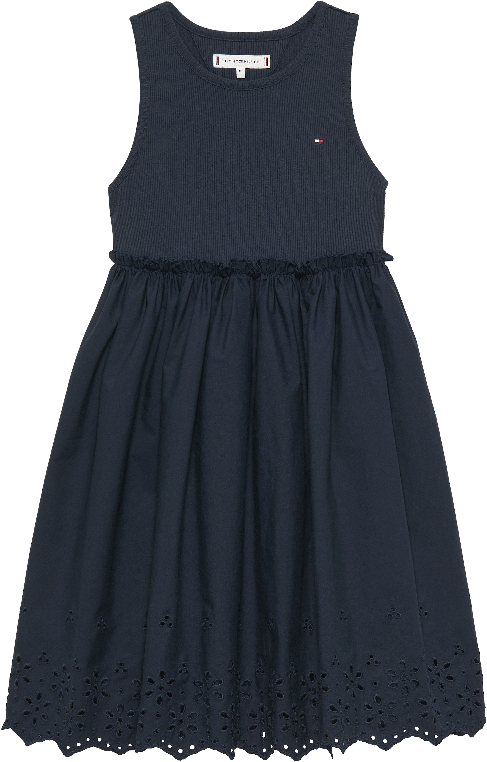 Tommy Hilfiger A-Linien-Kleid »BRODERIE ANGLAISE COMBI DRESS« Kinder bis 16 Jahre, knielang, mit Lochstickerei