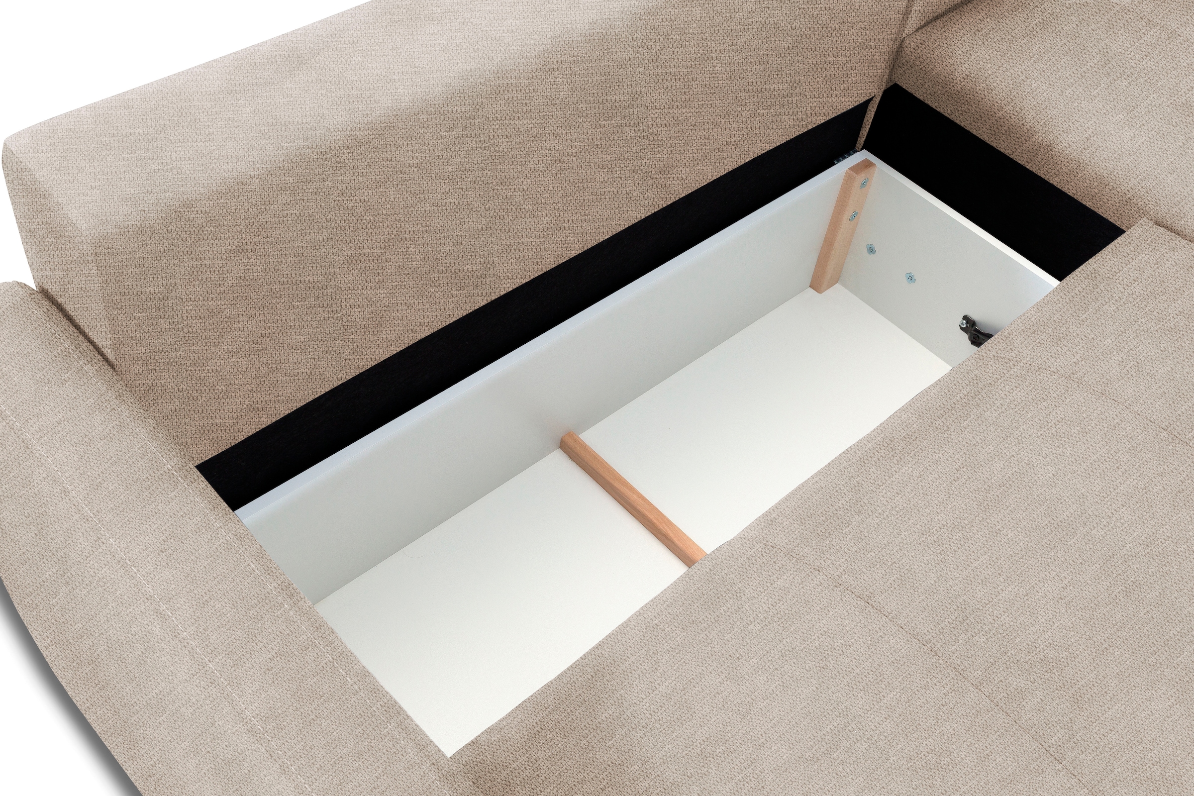 exxpo - sofa fashion Ecksofa »Chester, Boxspring Federkern-Polsterung für bequemeren Sitzkomfort«, L-Form, schmale Armlehnen, Bettfunktion u. Bettkasten