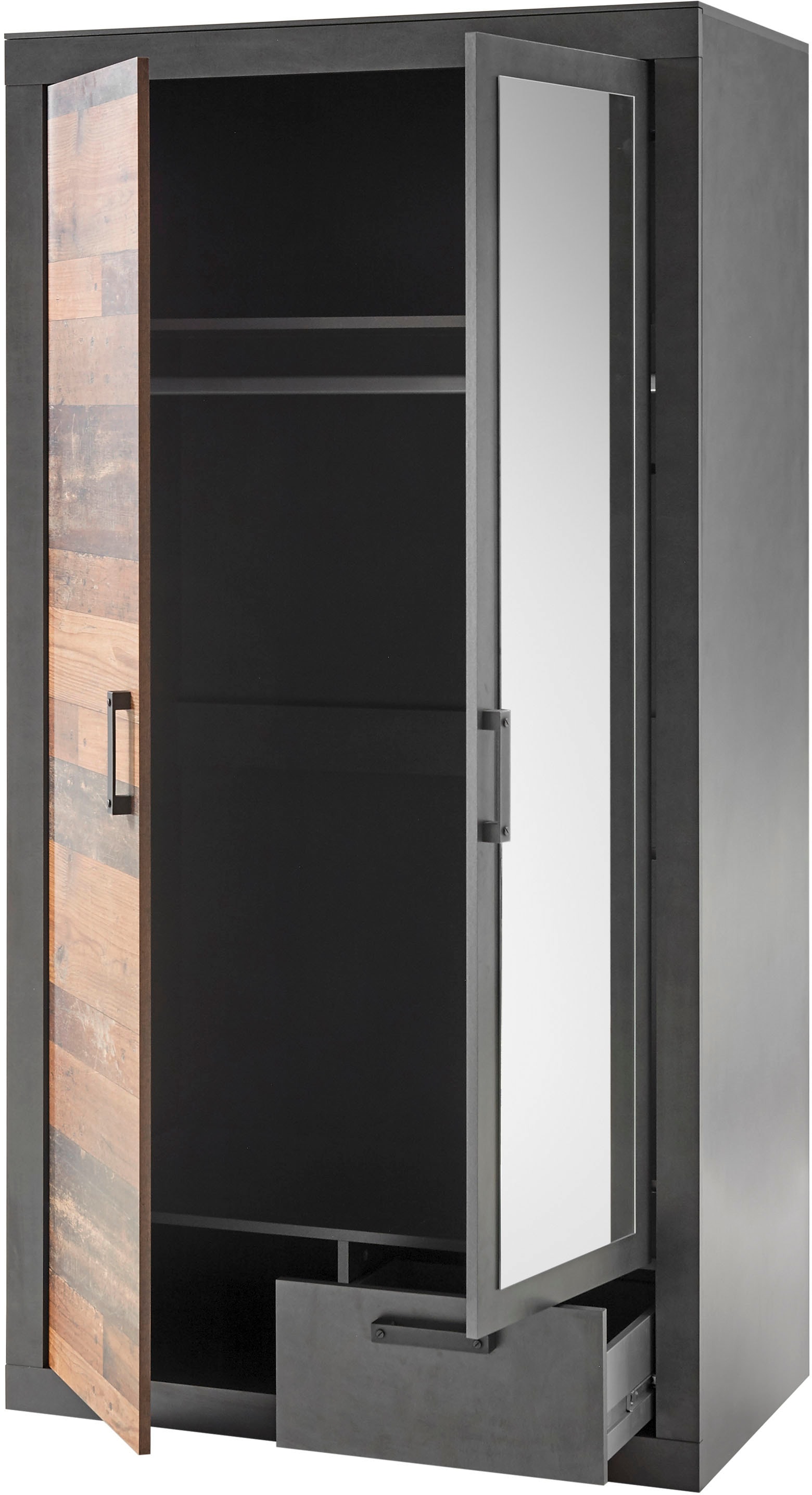 Home affaire Schlafzimmer-Set »BROOKLYN«, (Set, 4 tlg., mit Polsterkopfteil, Nachtkommode, Kleiderschrank 2 trg., Kommode), in dekorativer Rahmenoptik