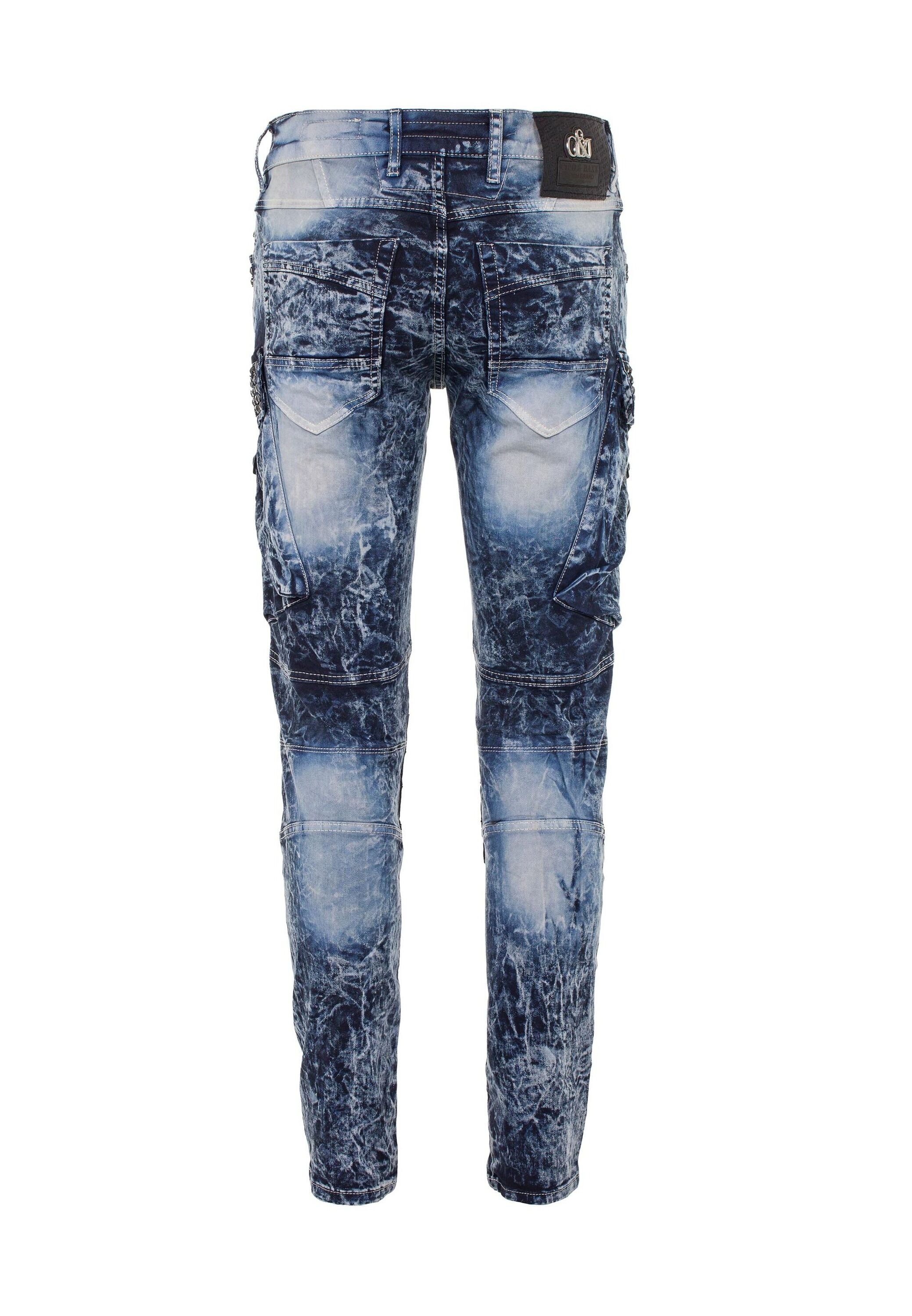 Cipo & Baxx Bikerjeans »Cipo & Baxx Jeans« Mit Ripp-Details, CD494