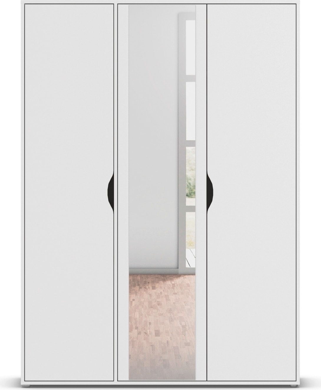 rauch Drehtürenschrank »Kleiderschrank Schrank Garderobe Wäscheschrank NARAI mit Spiegel«, (in 3 verschiedenen Ausstattungen BASIC/CLASSIC/PREMIUM), Griffausfräsungen für eine grifflose Optik TOPSELLER MADE IN GERMANY