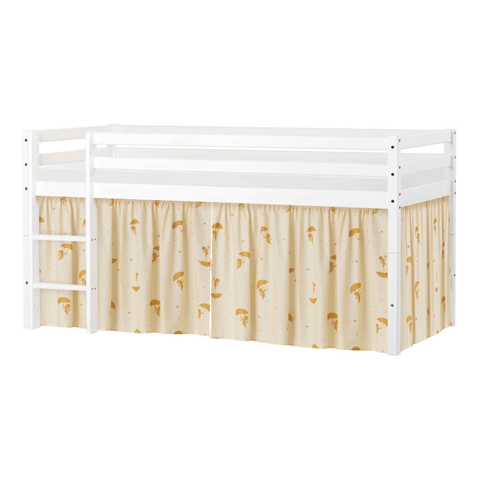 Hoppekids Spielbett "ECO Dream - Flexibles umbaubares Hochbett aus Massivholz" Vorhang aus 100% Baumwolle, Made in Europe, Höhe 105 cm