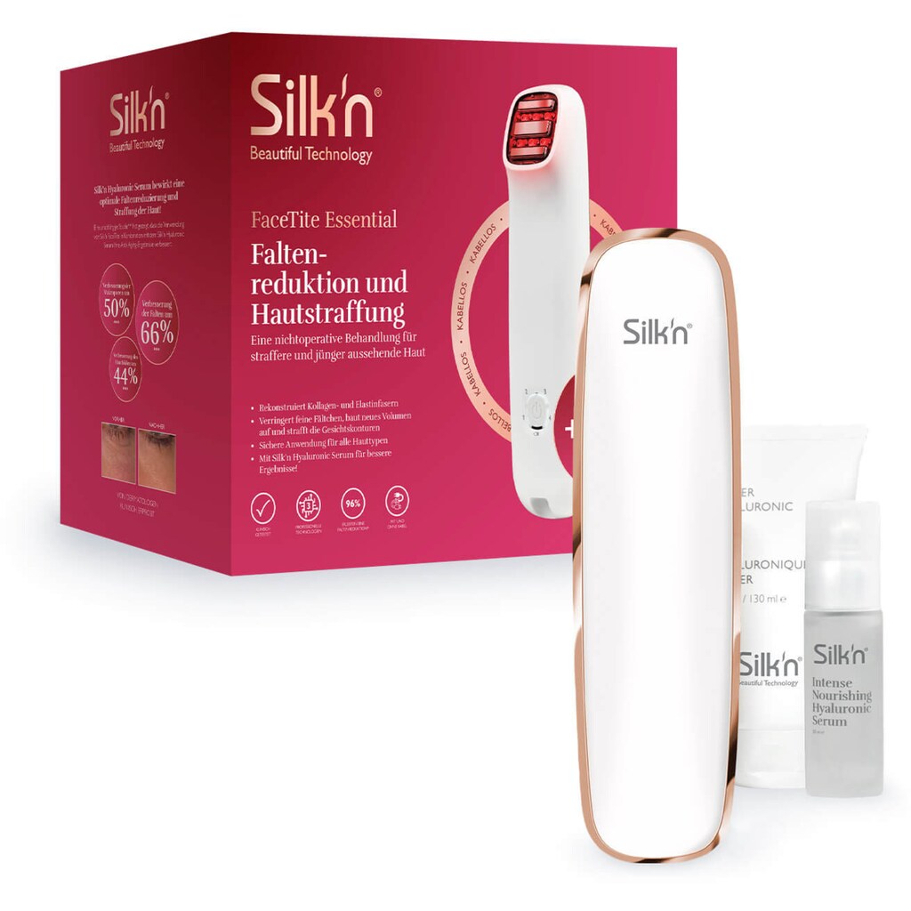 Silk'n Anti-Aging-Gerät »FaceTite Essential«, (Set, 3 tlg., Adapter, Slider Hyaluronic Gel, Intense Nourishing Hyaluronic Serum)