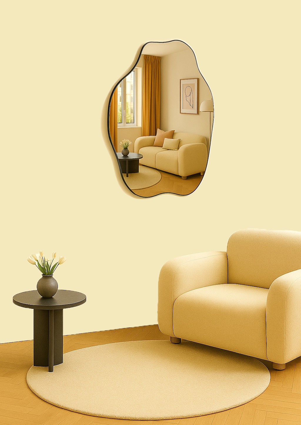 homsy by Ana Johnson Wandspiegel »Missimi, Wanddekoration, 45x55cm« wellenförmig, wolkenförmig, Eleganz mit transparentem Rahmen