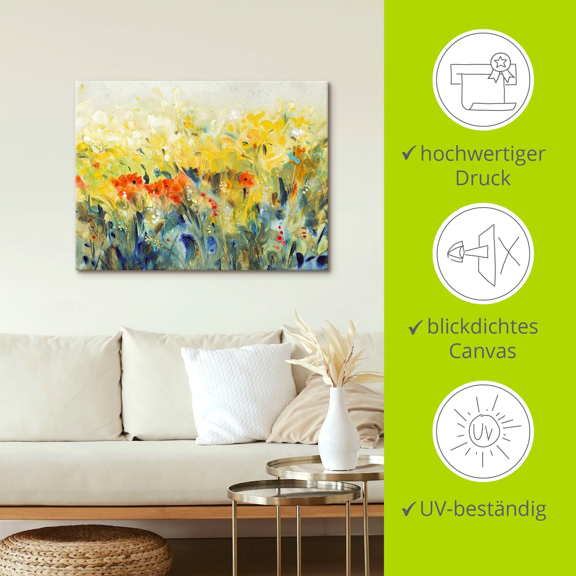 Artland Leinwandbild »Schwingende Blumen II«, Blumenwiese, (1 St.), auf Keilrahmen gespannt