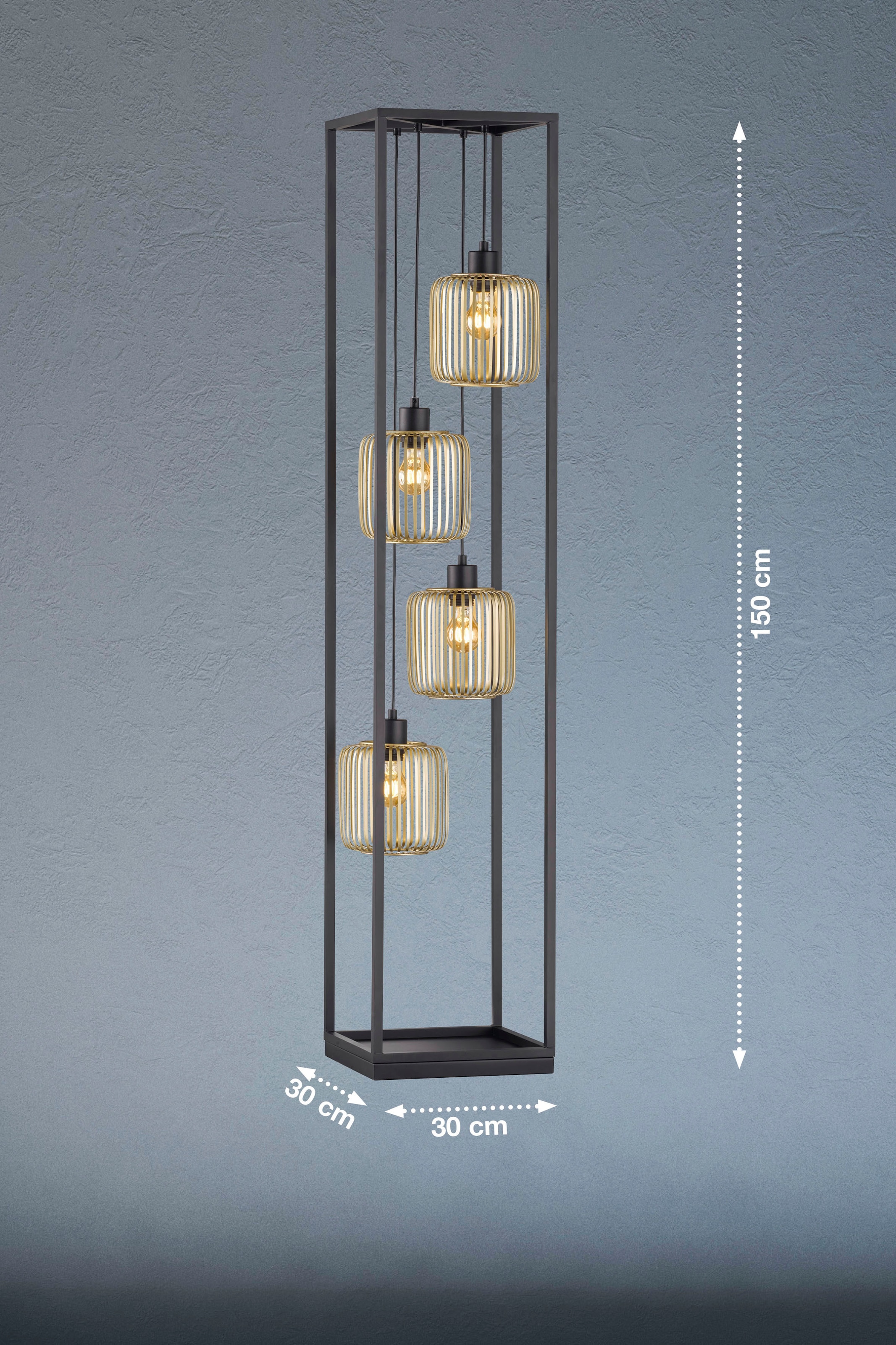 FISCHER & HONSEL Stehlampe »CAYDO«, 4 flammig-flammig, Moderne, sandschwarze Leuchte-verleiht Deinem Raum etwas Extravaganz