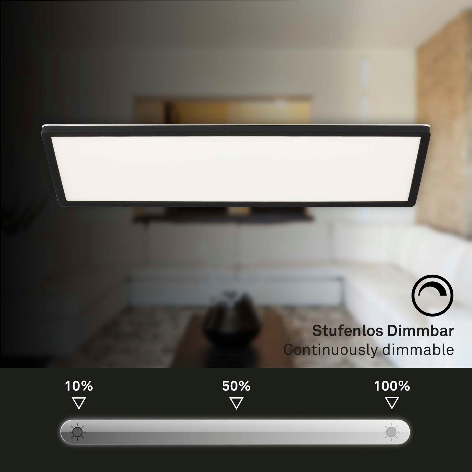 Briloner Leuchten LED Panel »7403015 SLIM«, Leuchtmittel LED-Board | LED fest integriert, Deckenlampe, 58x20x3cm, Schwarz, 23W, Wohnzimmer, Schlafzimmer, Küche