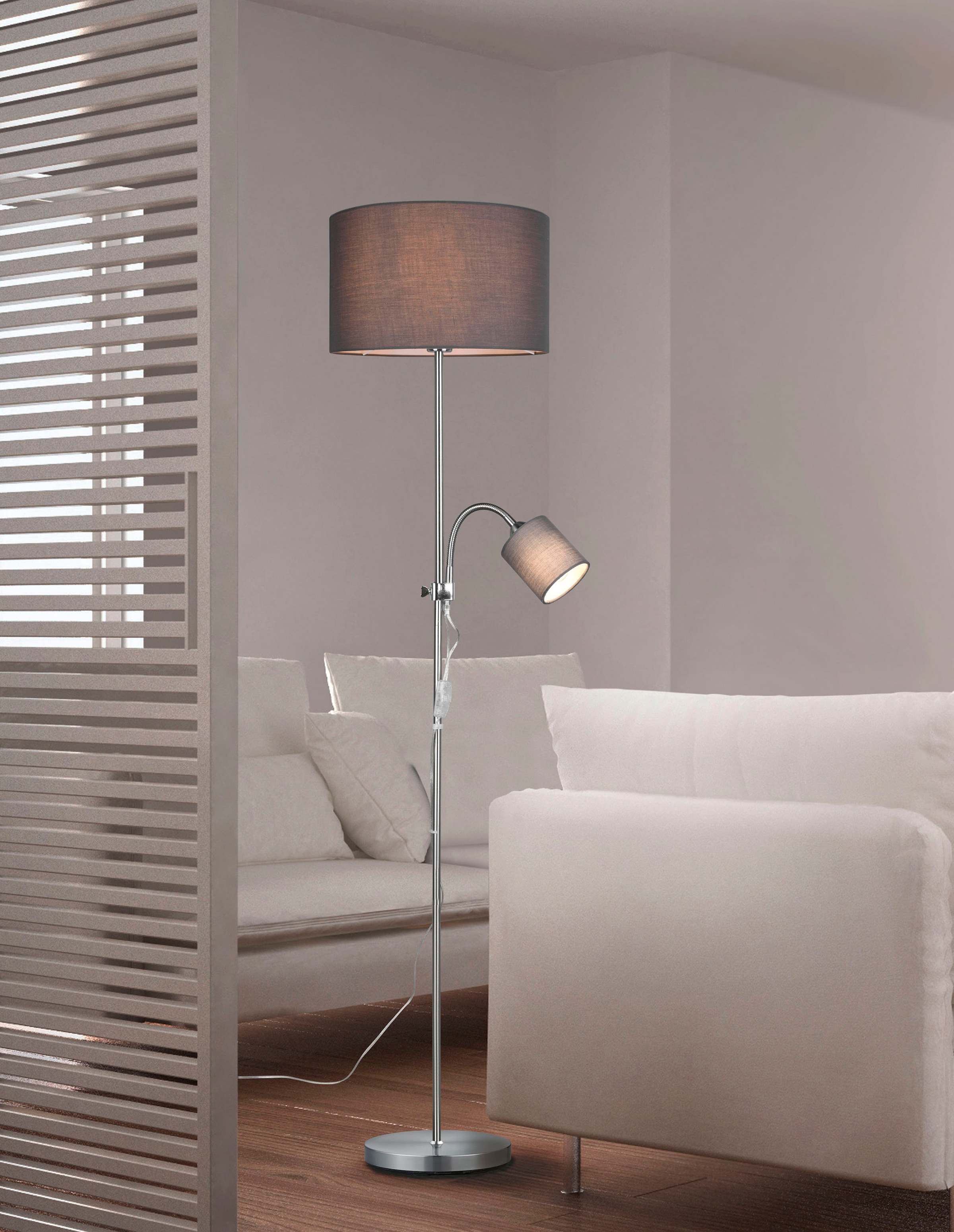 REALITY Leuchten Stehlampe »OWEN«, Leuchtmittel E27 | ohne Leuchtmittel, Getrennt schaltbar, Lesearm flexibel, Höhe 160 cm