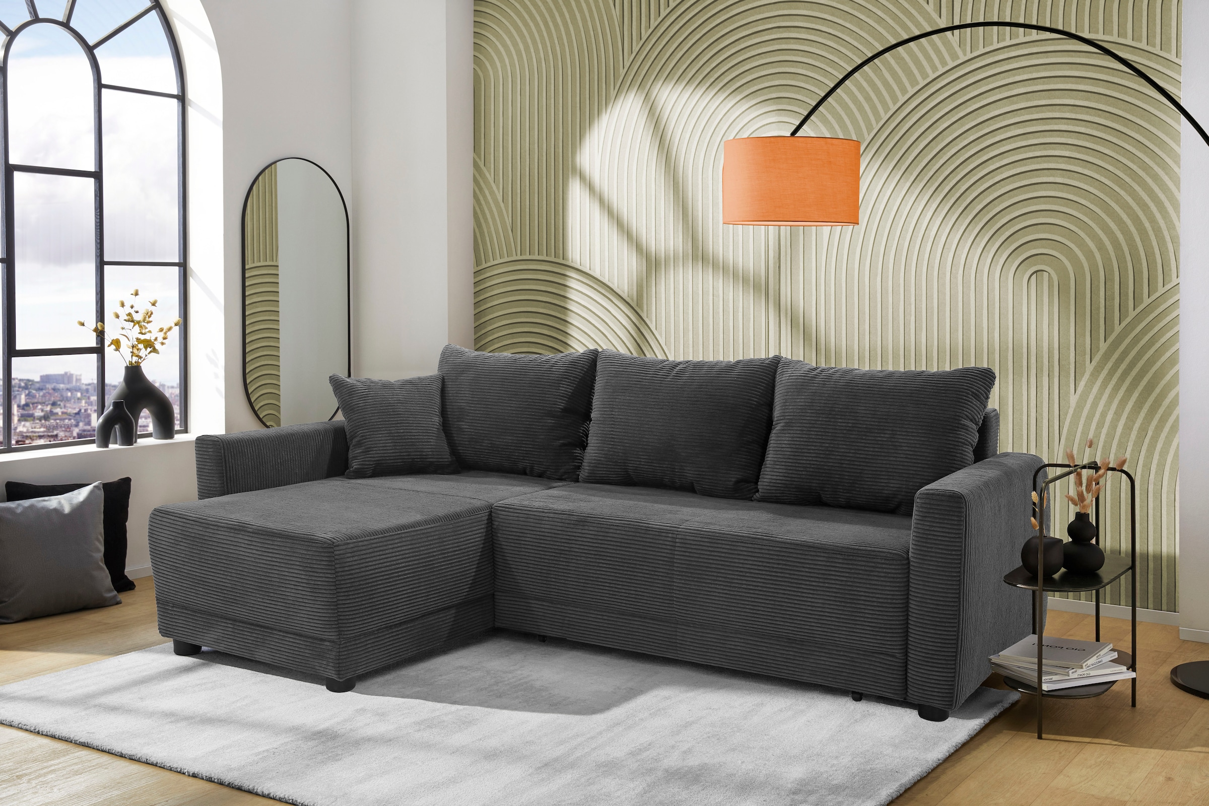 Jockenhöfer Gruppe Ecksofa »Venezia, inklusive Bettfunktion und Bettkasten« Ottomane links oder rechts montierbar, inkl. Rücken- und Zierkissen