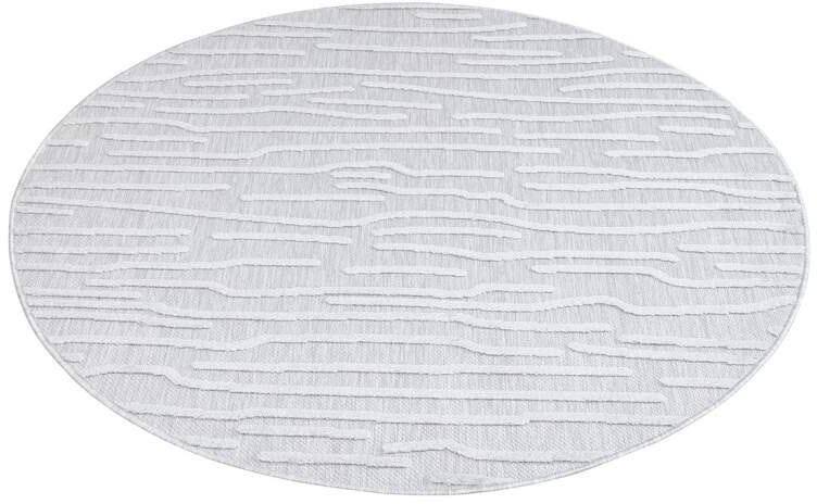 Carpet City Teppich »In-& Outdoorteppich Santorini 450, 3D-Effekt, Gestreift«, rund, 5 mm Höhe, Wetterfest & UV-beständig für Terrasse, Balkon, Küche, Flur