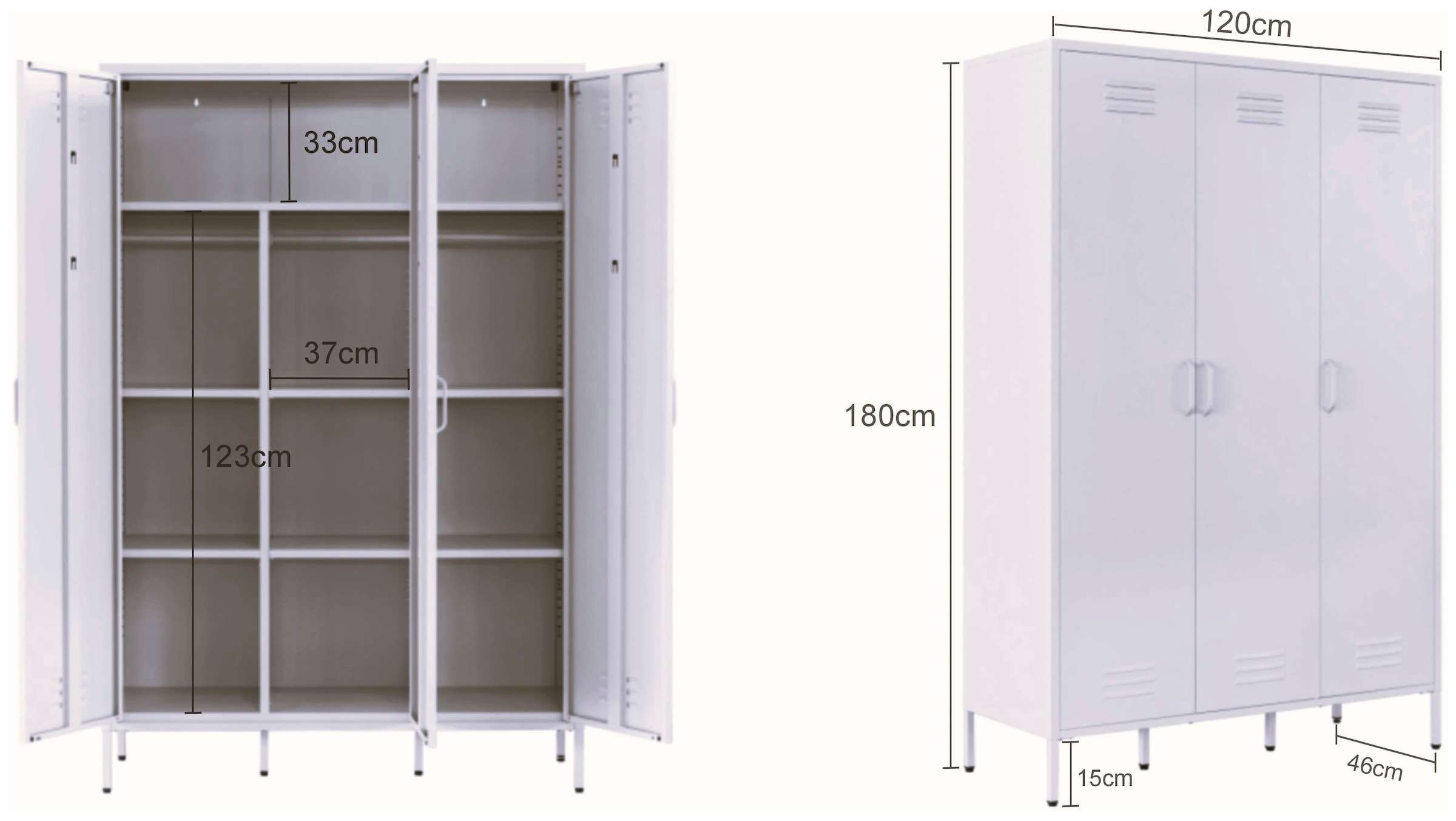 OTTO home Kleiderschrank »Siena Schrank Spind Metallschrank mit 3 Türen« Ideal für jeden Wohnraum - Trendsetter,  Zeitloser Schlafzimmerschrank Garderobe Multischrank
