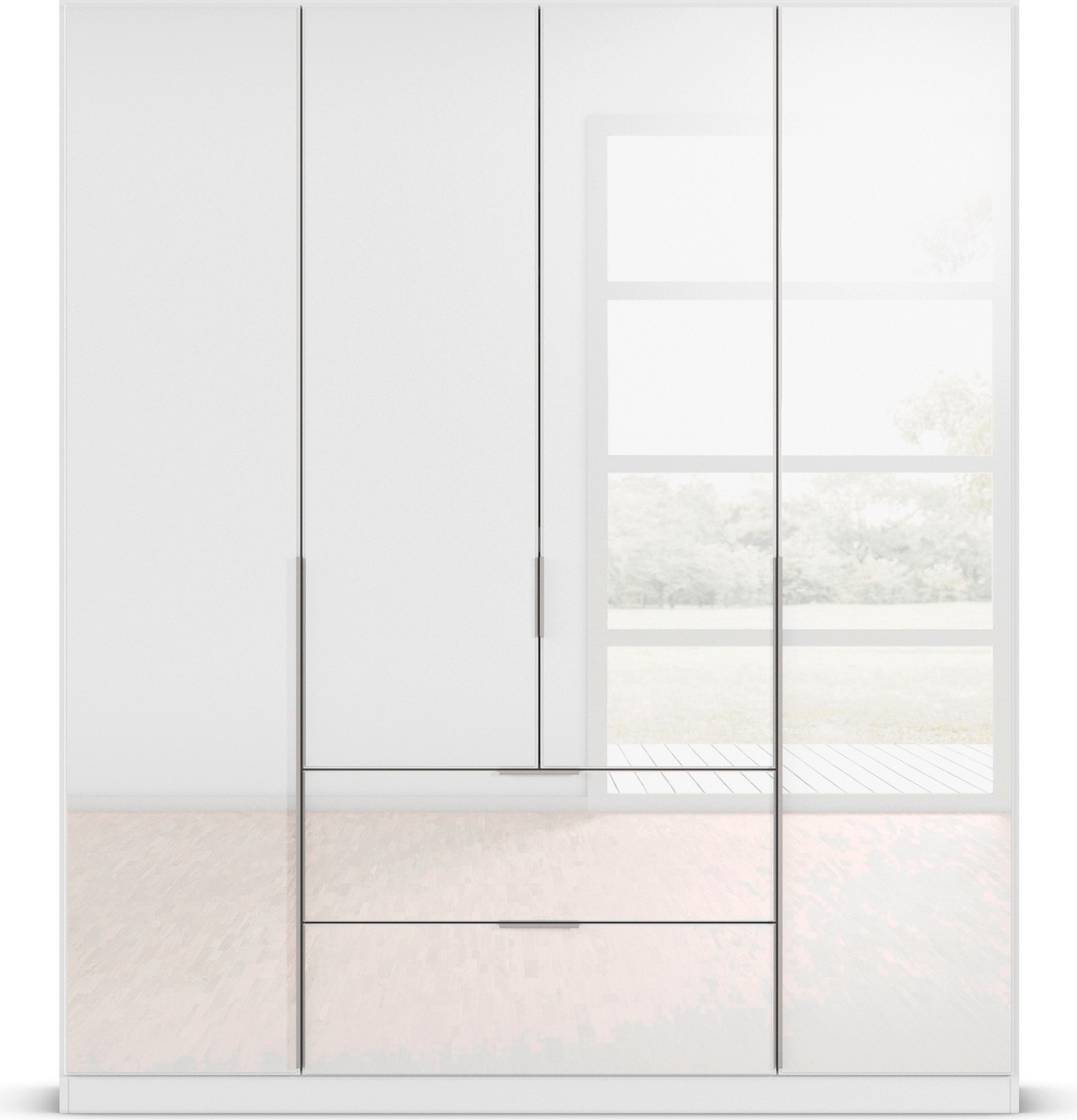 rauch Drehtürenschrank »Kleiderschrank Kleiderschränke Schrank Garderobe AGORDO mit Glasfront«, (in zwei Griff-Farben, Breiten 91-360 cm), mit Außenschubkästen, in 7 Breiten und 2 Höhen MADE IN GERMANY