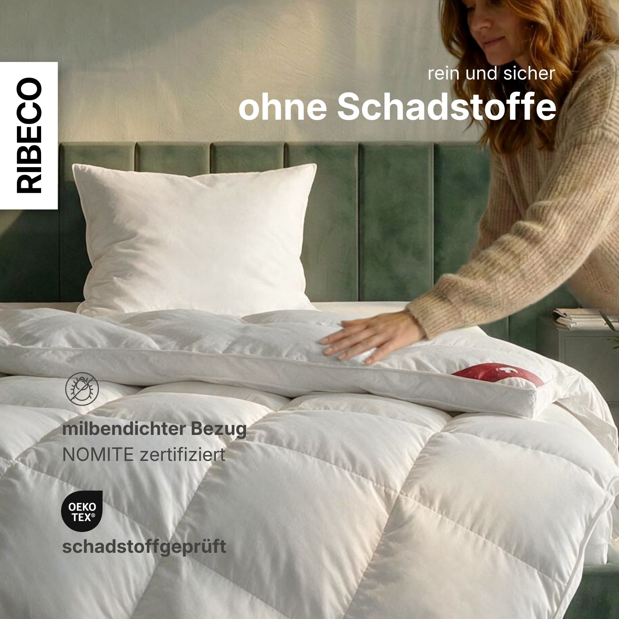 RIBECO Daunenbettdecke »Bettdecke in 135x200 und 155x220cm Topseller,« extrawarm Füllung 80Daunen20Federn 1 Stk. tlg. Daunen und Federn, Made in Germany, mit gratis 80x80 cm Kissen