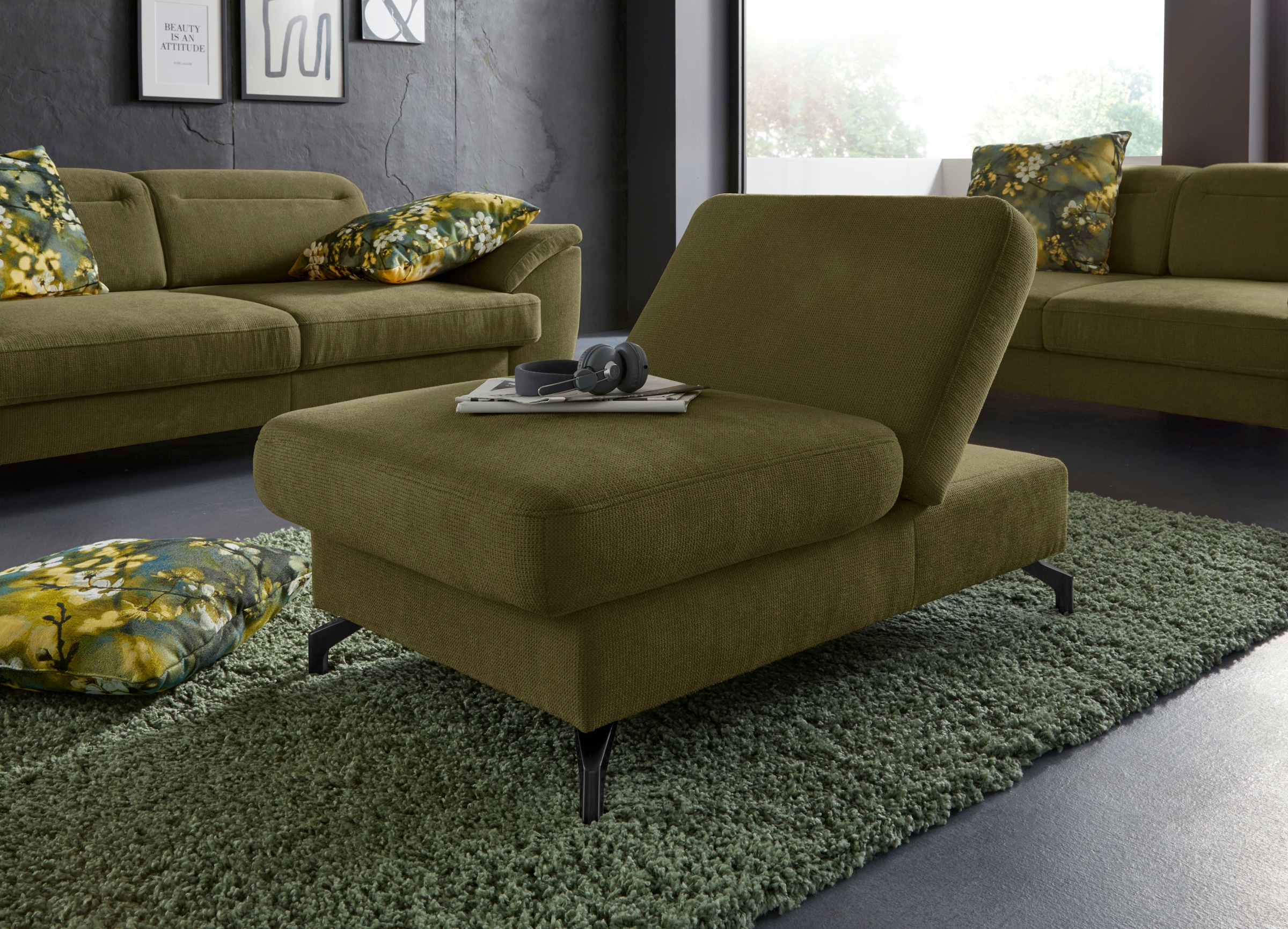 sit&more Hocker »Percy«, Fußhöhe 12 cm, mit Klappfunktion, wahlweise in 2 Fußfarben