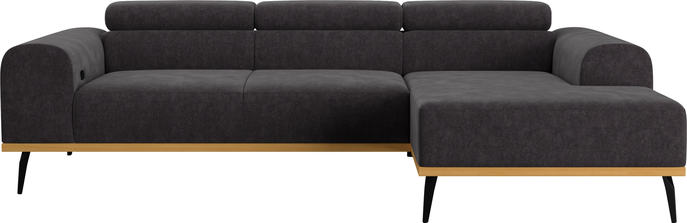Places of Style Ecksofa »Carlo L-Form«, mit Kopfteilverstellung & Holz-Rahmenoptik, wahlweise Relaxfunktion