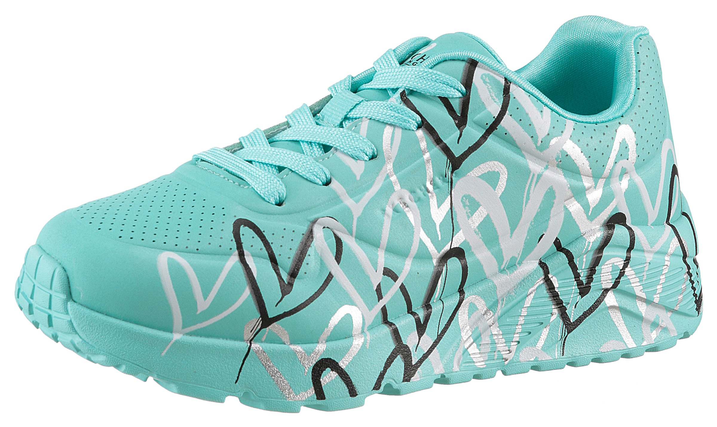 Skechers Sneaker »UNO LITE-METALLIC LOVE«, Keil,-Schnürschuh, Skech-Air Funktion, Größenschablone zum Download