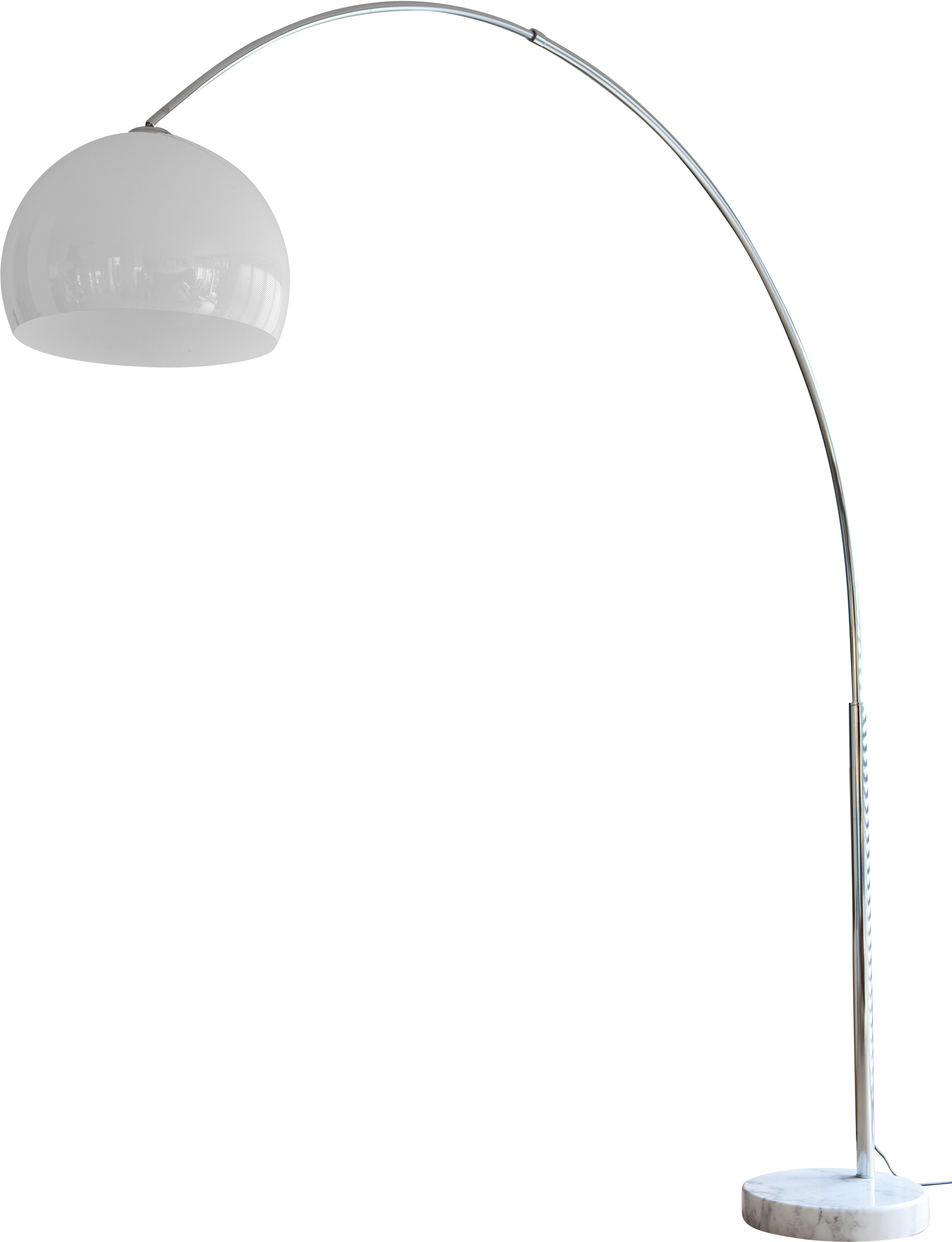 SalesFever Bogenlampe, 1 flammig, Leuchtmittel E27 | ohne Leuchtmittel, Höhenverstellbar und mit Dimmschalter, echter Marmorfuß