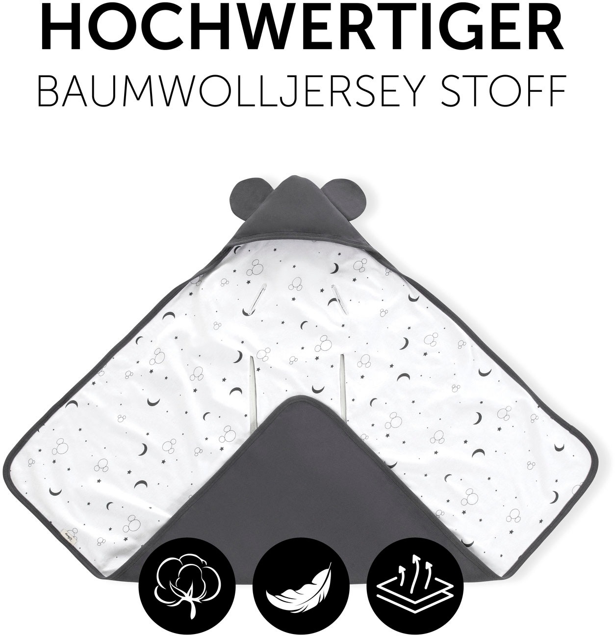 Hauck Babydecke »Baby Einschlagdecke, Snuggle N Dream Mickey Mouse Anthracite«, mit Kapuze