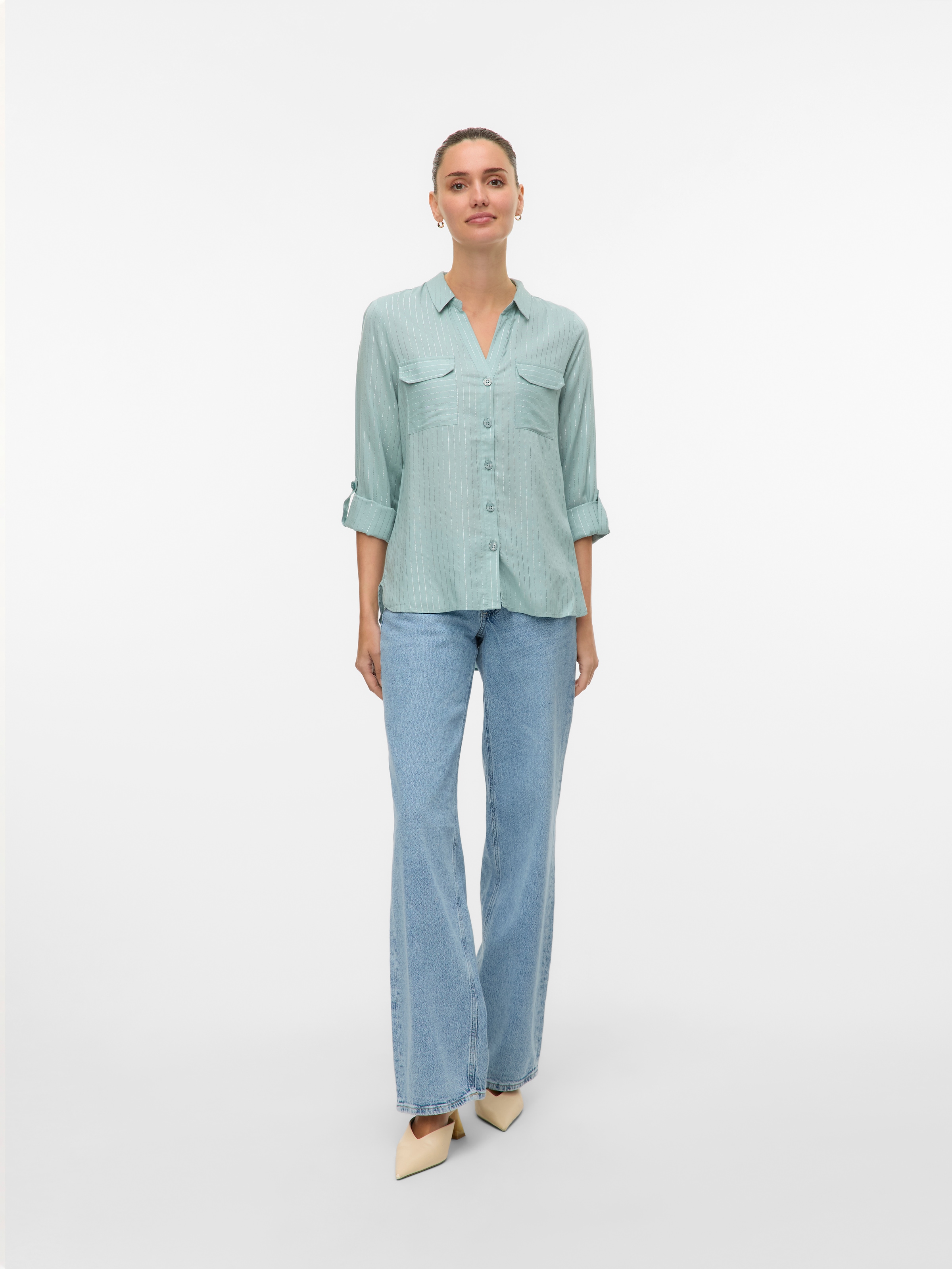 Vero Moda Hemdbluse »VMBUMPY LS GLITTER SHIRT WVN GA NOOS«, mit Glitzereffekt