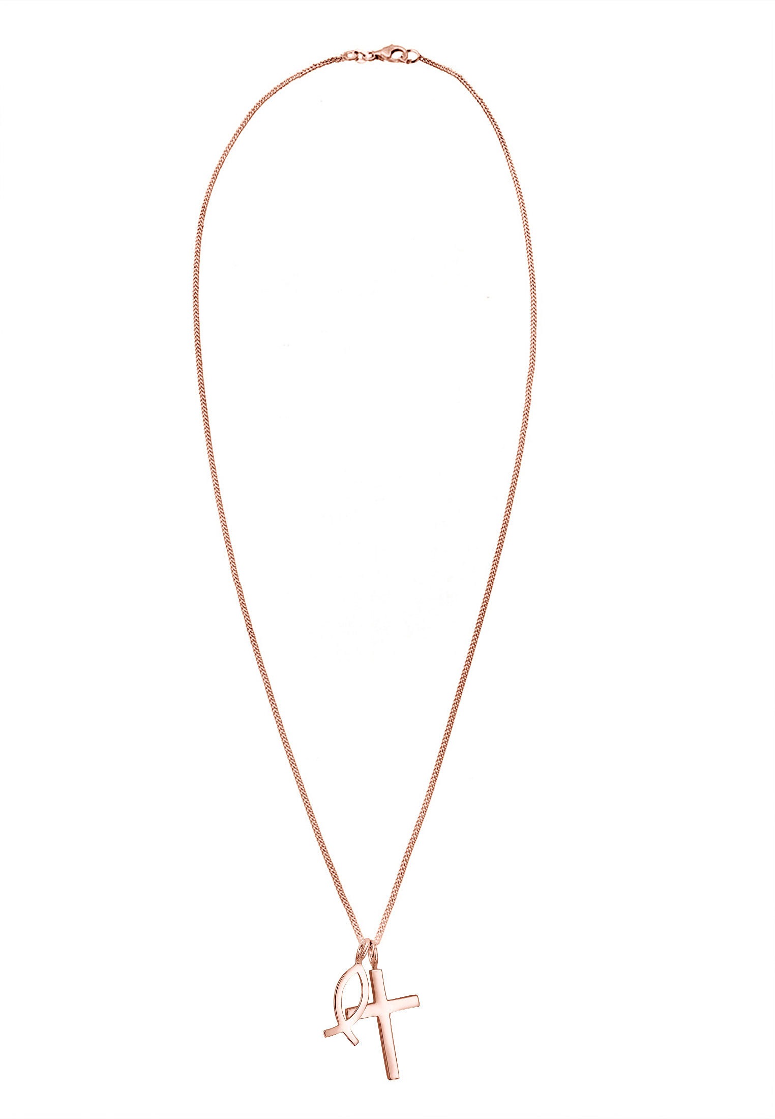 Elli Kette mit Anhänger »Halskette Kreuz Fisch Symbol Religion 925 Silber«