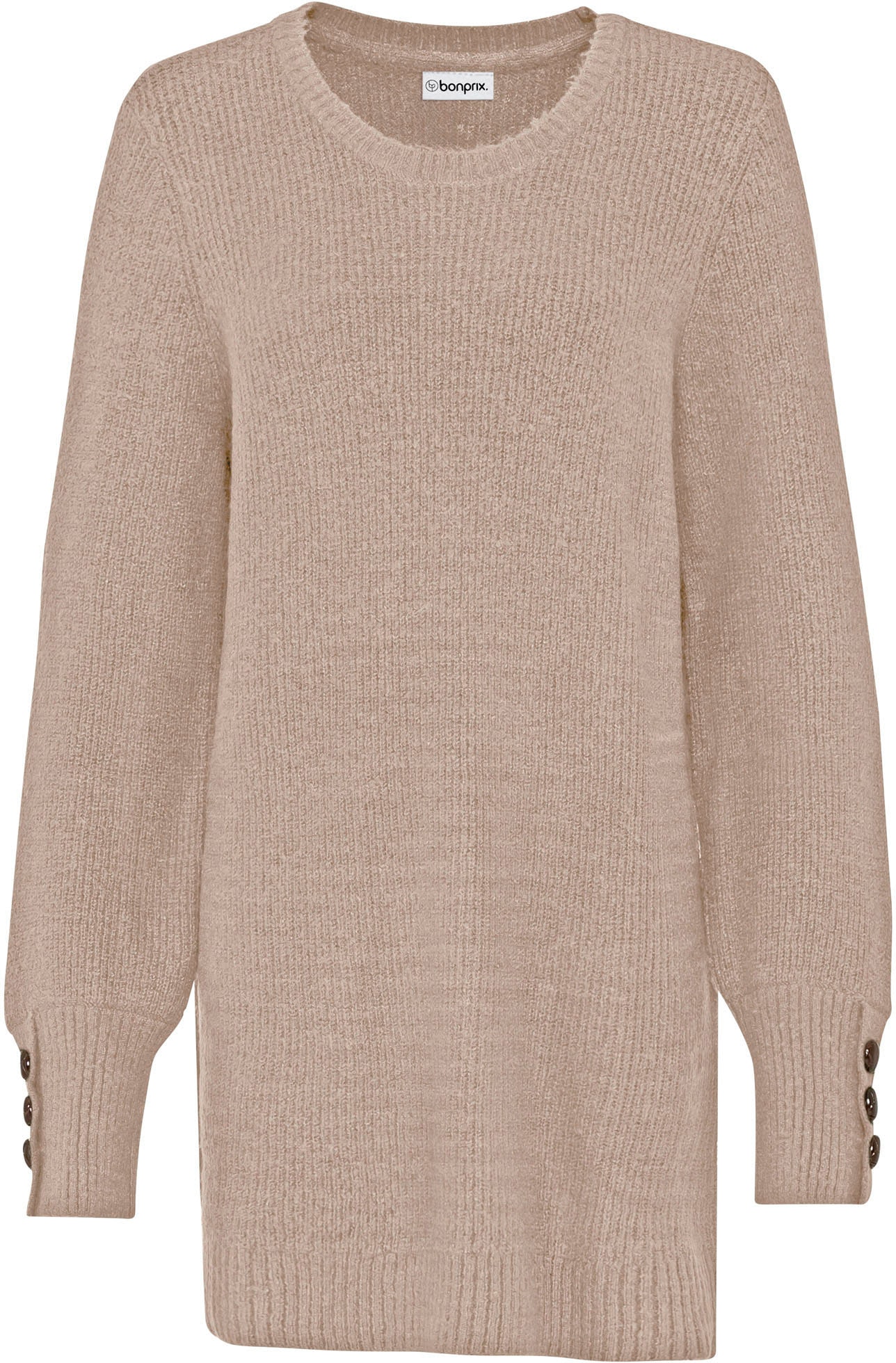 bonprix Longpullover »Longpullover mit Knöpfen« aus Polyacryl, Polyester und Elasthan, mit Rundhalsausschnitt