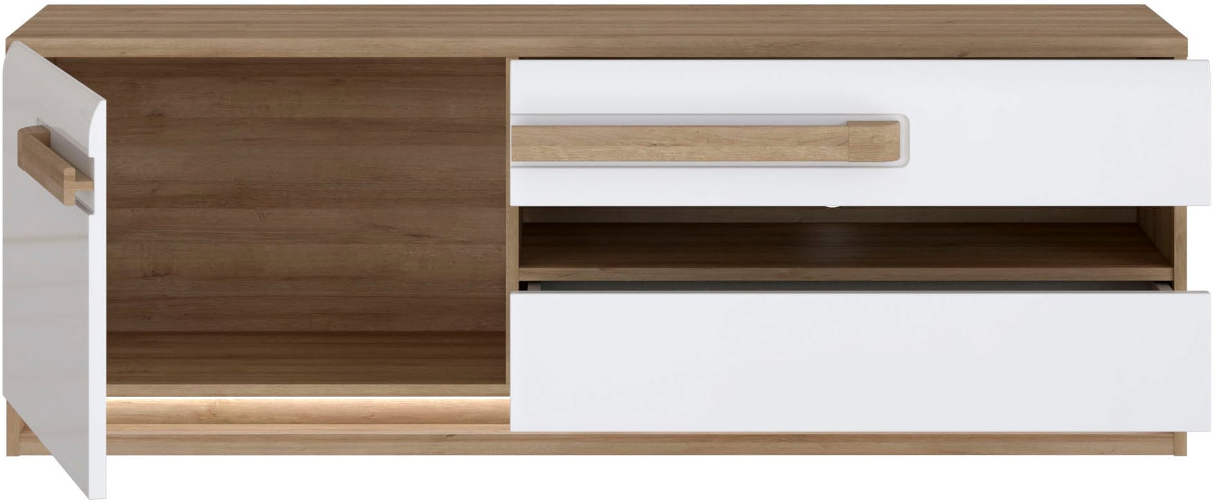 FORTE Lowboard »Attention TV-Board, TV-Schrank«, TV-Board, Beleuchtung, Soft Close, Kabelführung