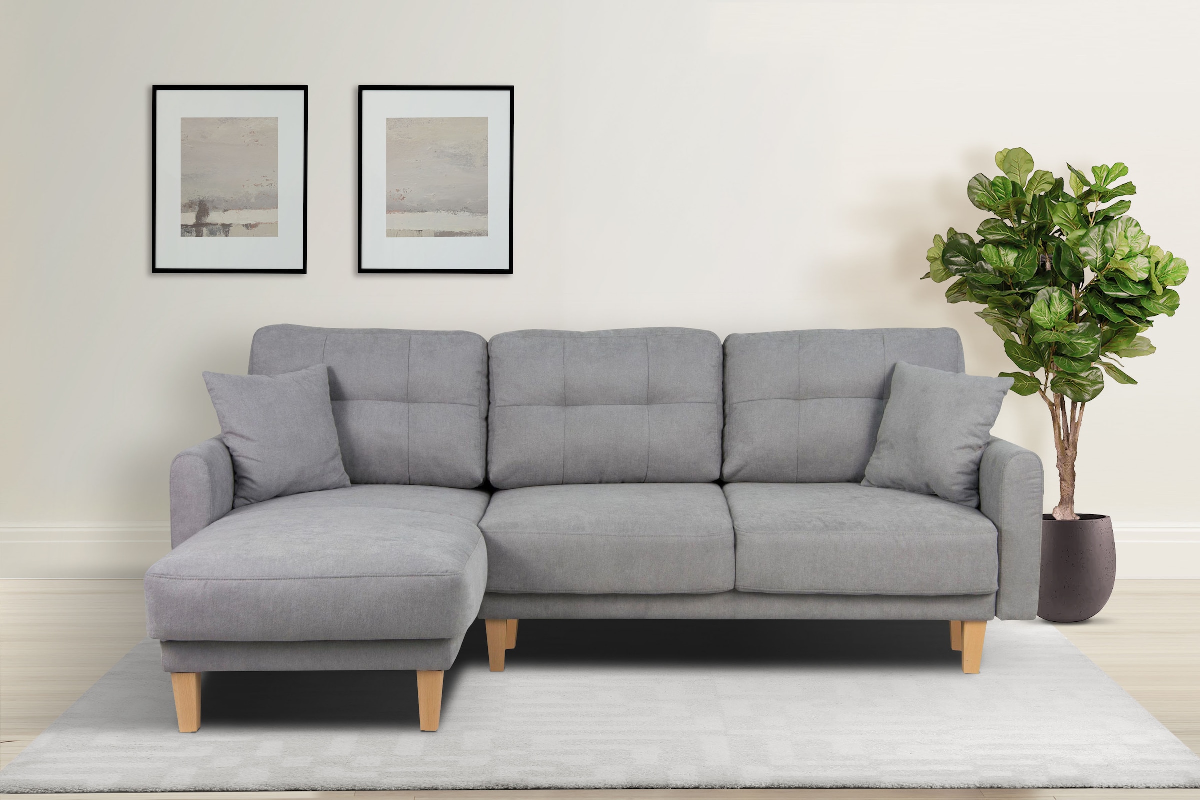 Home affaire Ecksofa »TRIPLO optionale Schlafsofa mit Bettkasten, Maße B/T/H: 234/164/89 cm« L-Form wahlweise mit Bettfunktion - Liegefläche 132x210 cm