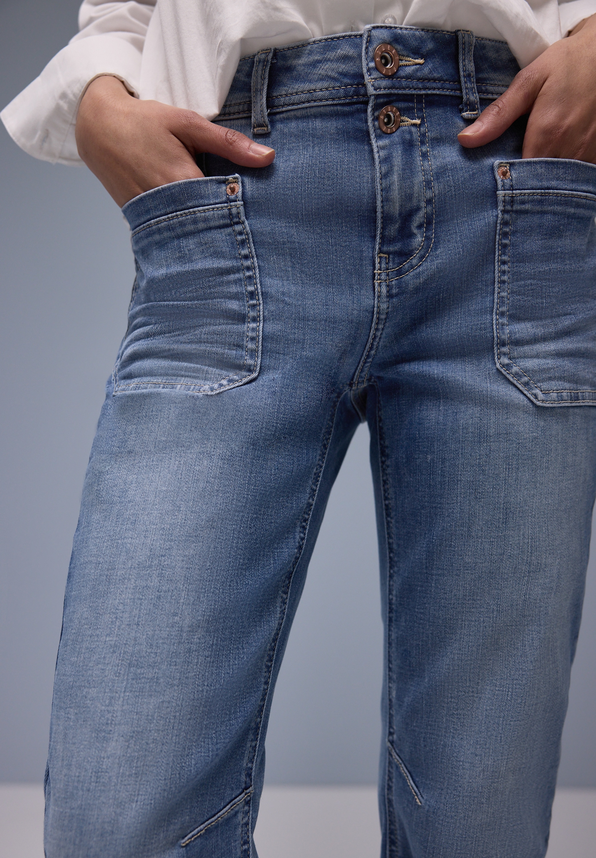 STREET ONE Loose-fit-Jeans »Style Charlie Boyfriend« im 5-Pocket-Style und mit Viskose und Stretch